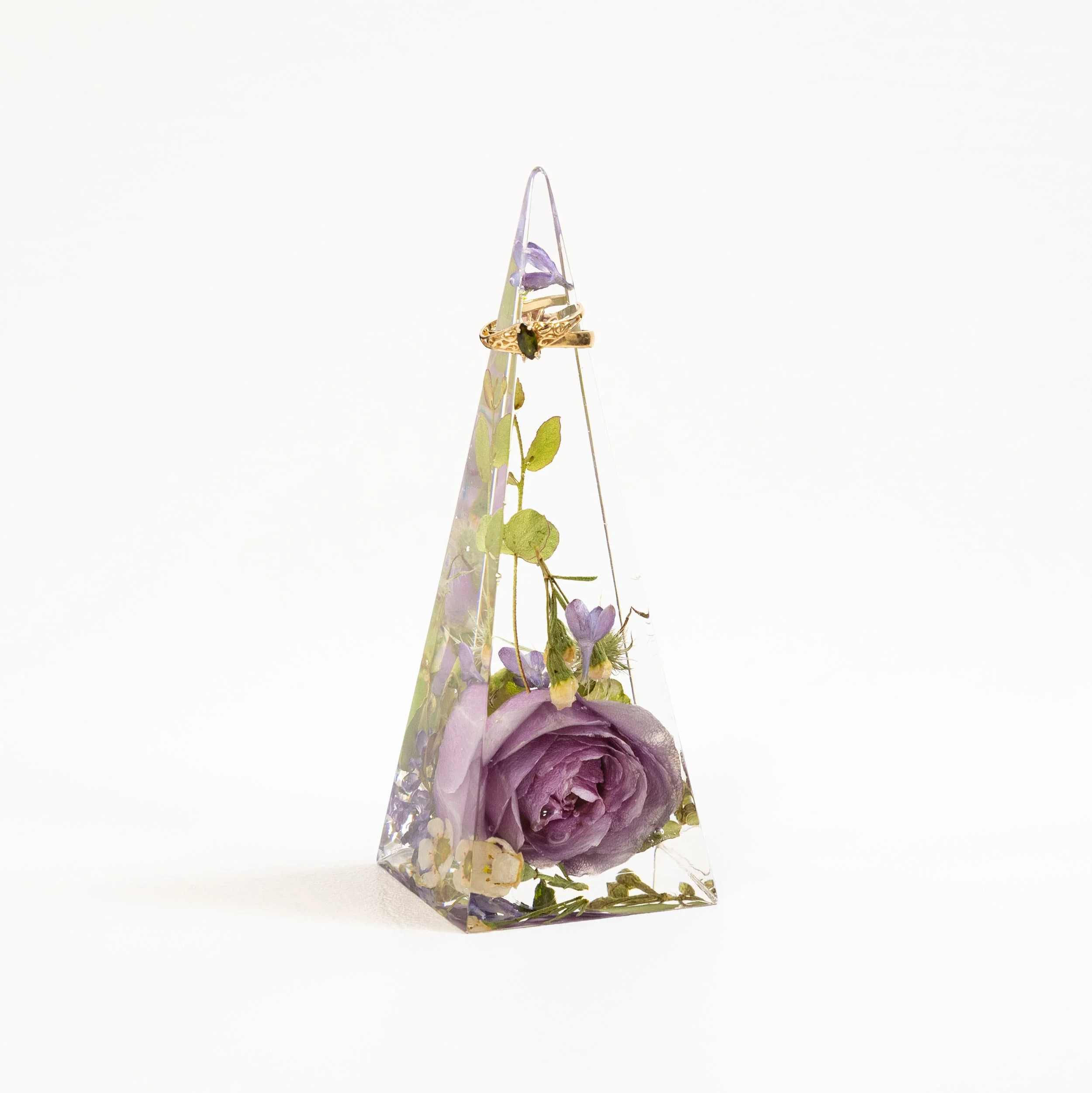 Honeybee For Keeps Wedding Bouquet Floral Resin Artwork Pyramid Ring Holder