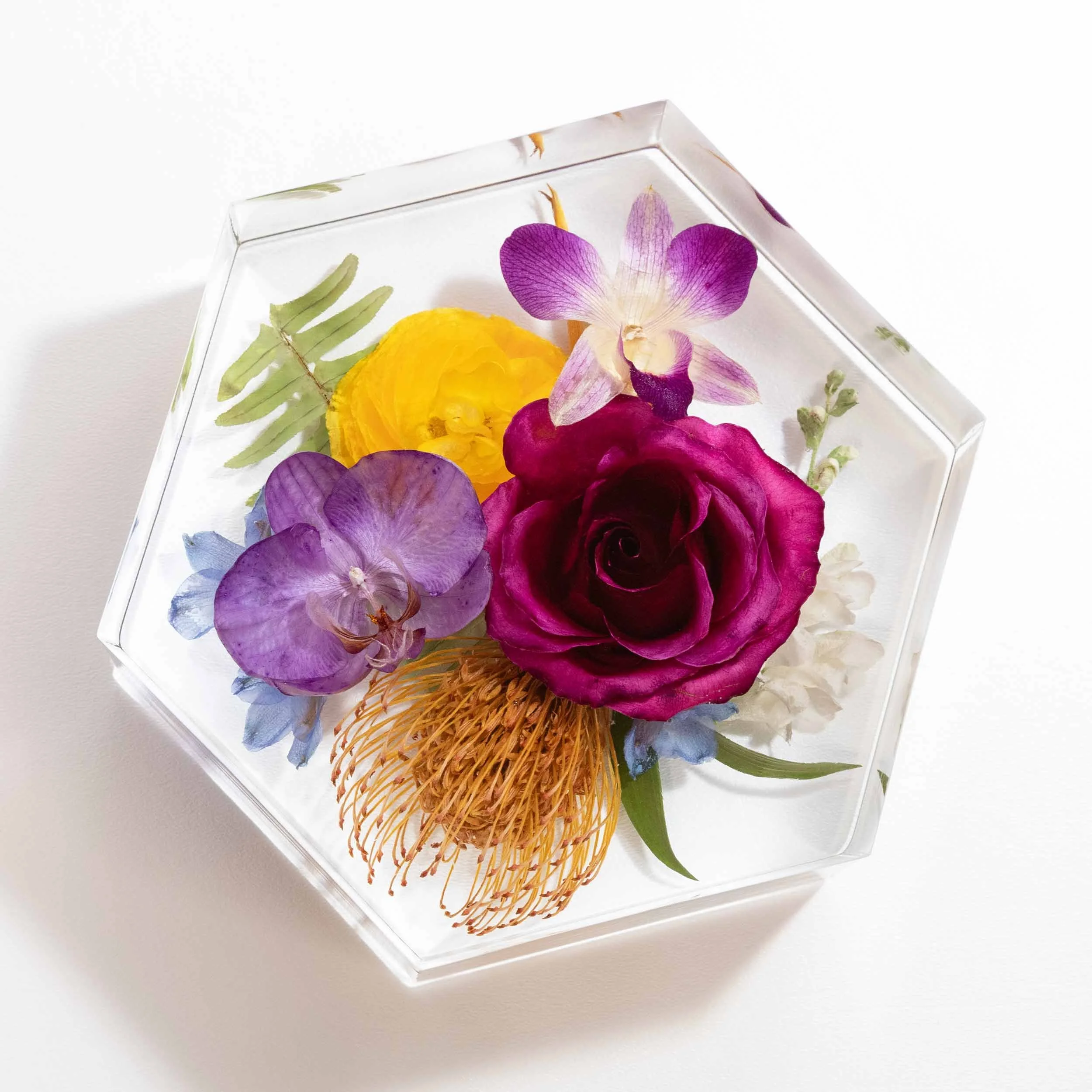 Honeybee For Keeps Wedding Bouquet Floral Resin Artwork Hexagon