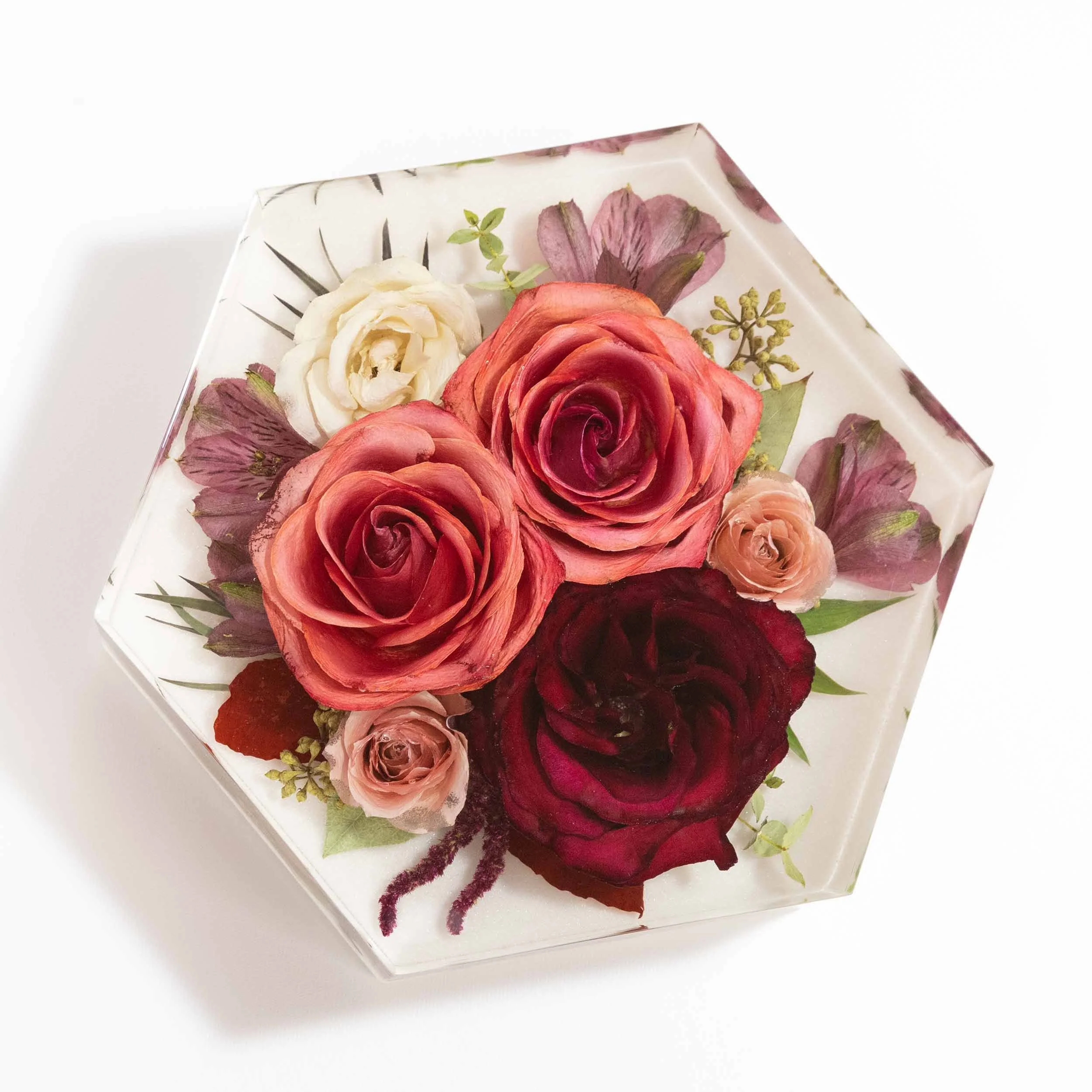 Honeybee For Keeps Wedding Bouquet Floral Resin Artwork Hexagon