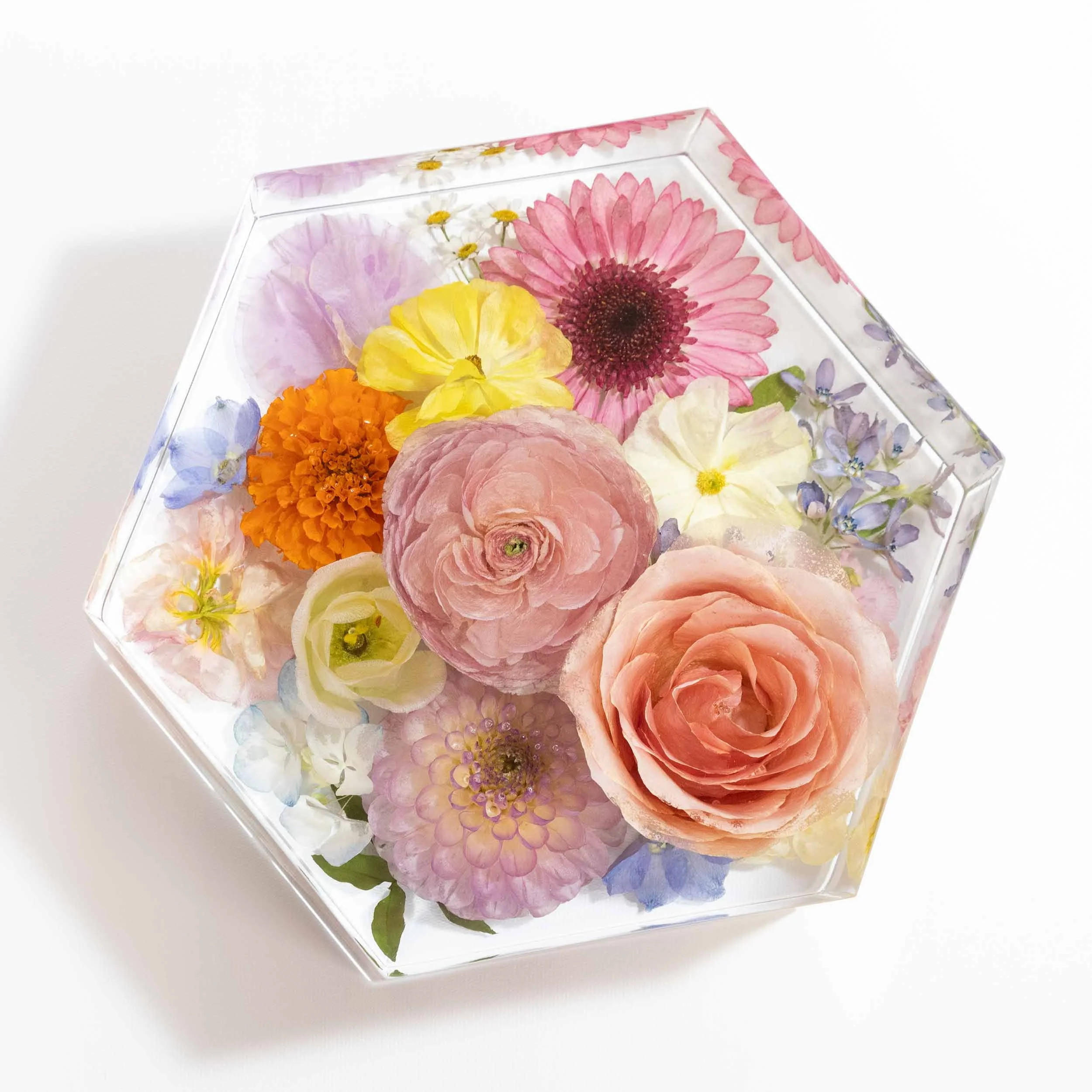 Honeybee For Keeps Wedding Bouquet Floral Resin Artwork Hexagon
