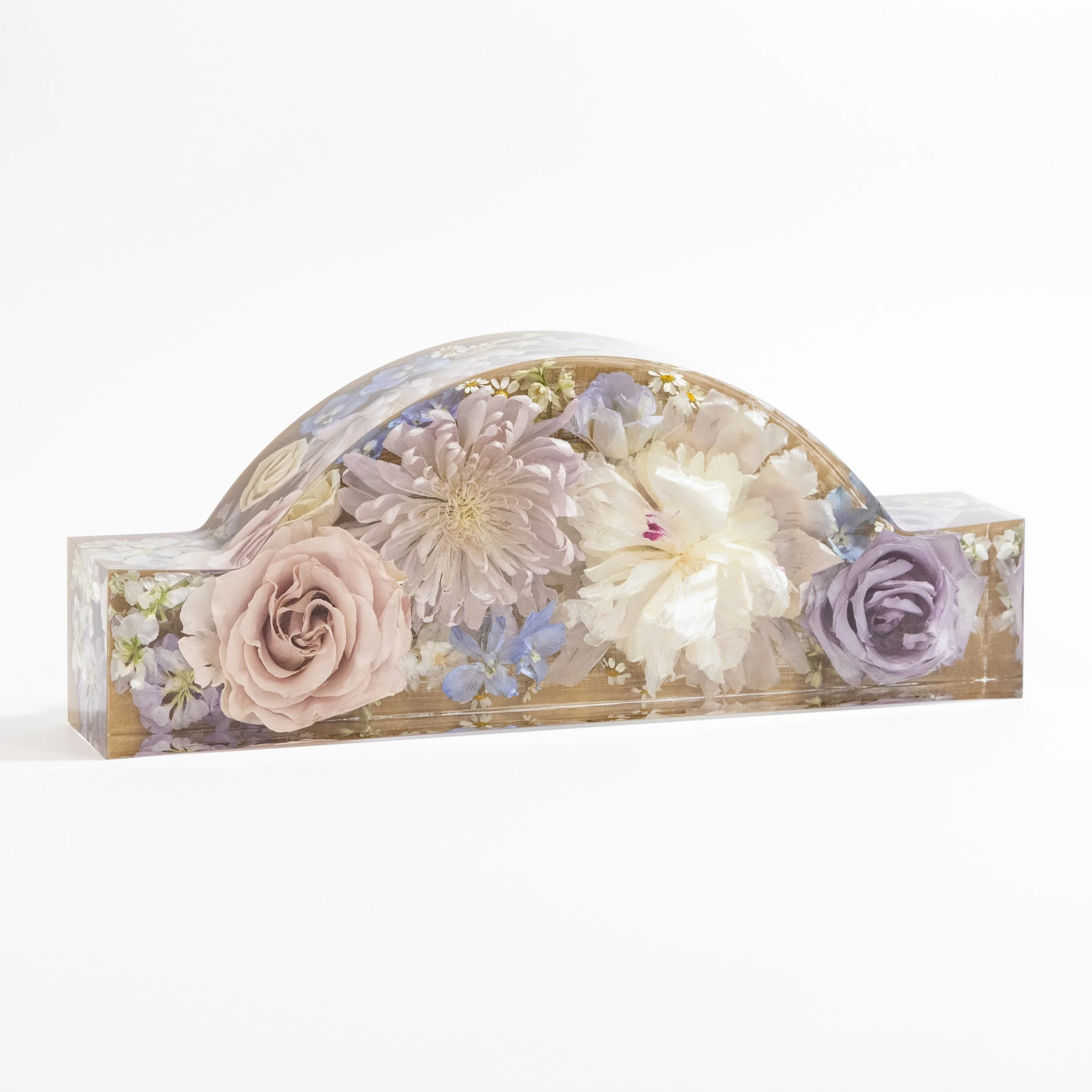 Wedding bouquet resin artwork mantel