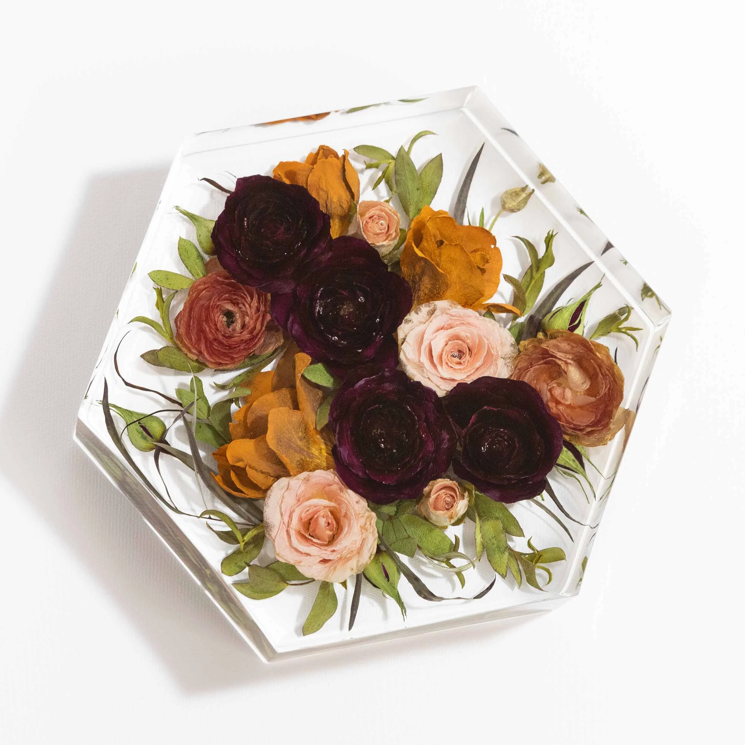 Honeybee For Keeps Wedding Bouquet Floral Resin Artwork Demi Hexagon