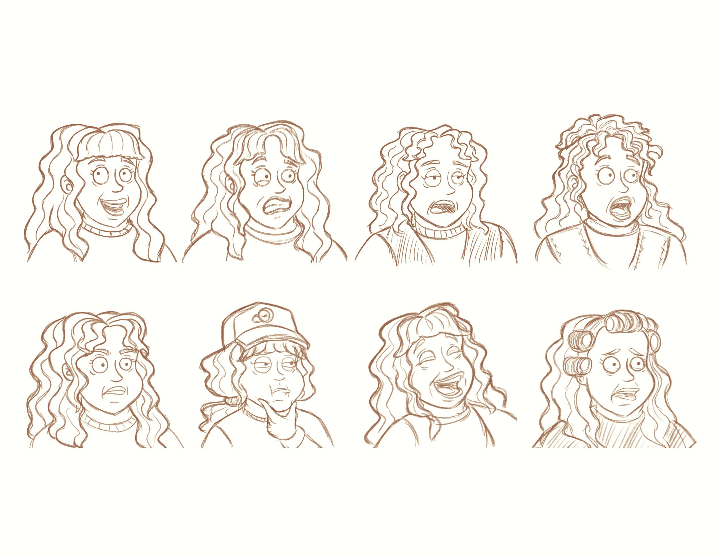 Louise Expression Sheet/Hair Exploration
