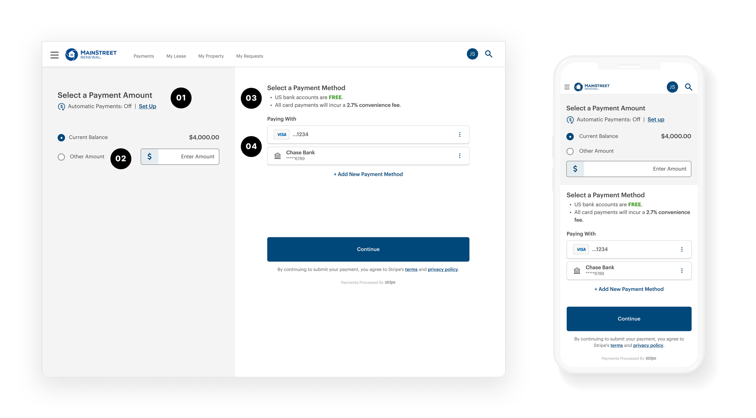 Annotated redesigned payment form