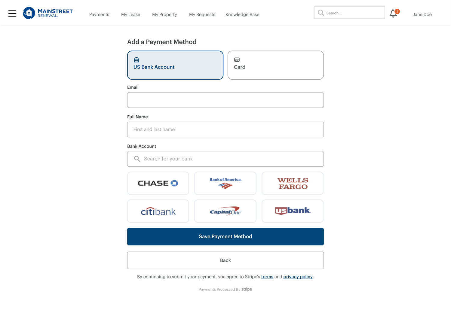 Redesigned bank payment experience