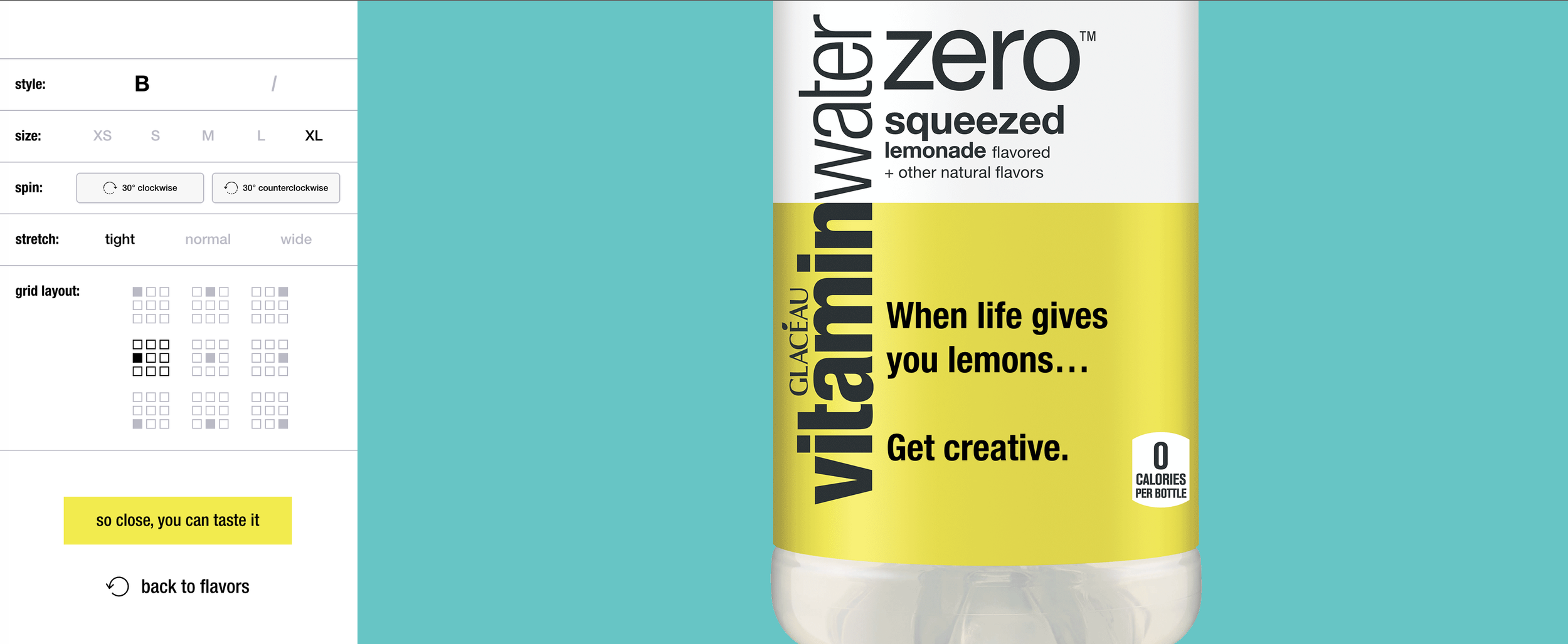 vitaminwater Label Maker customization controls