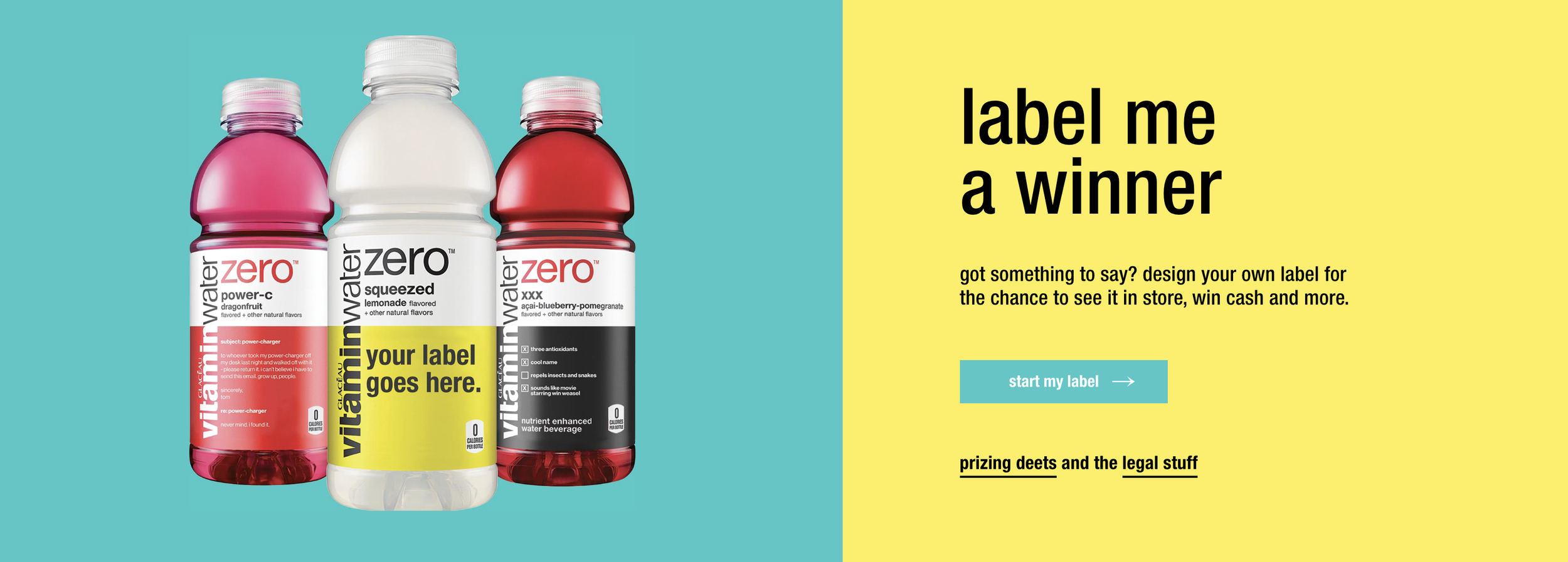 vitaminwater Label Me A Winner landing page