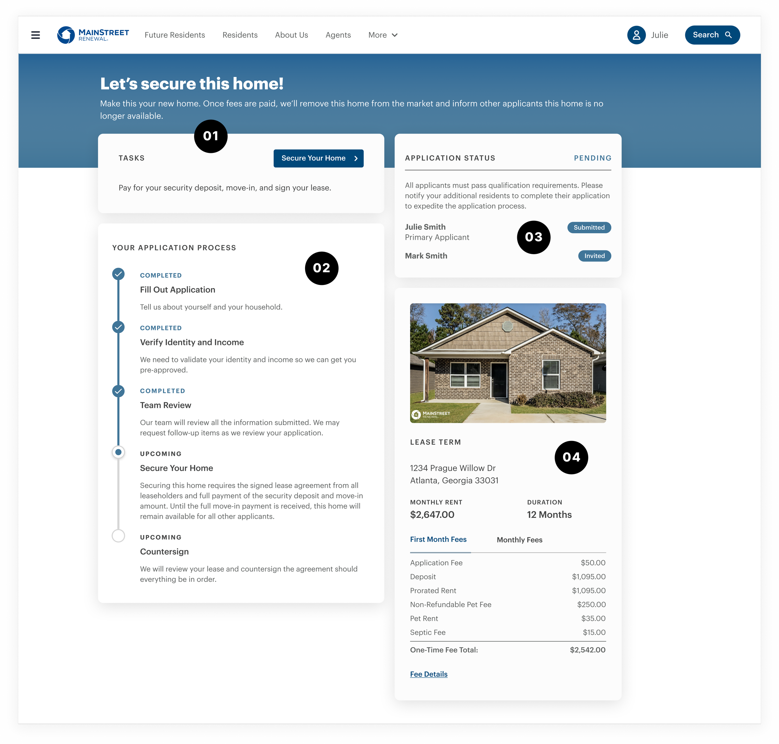 Annotated redesigned application status experience