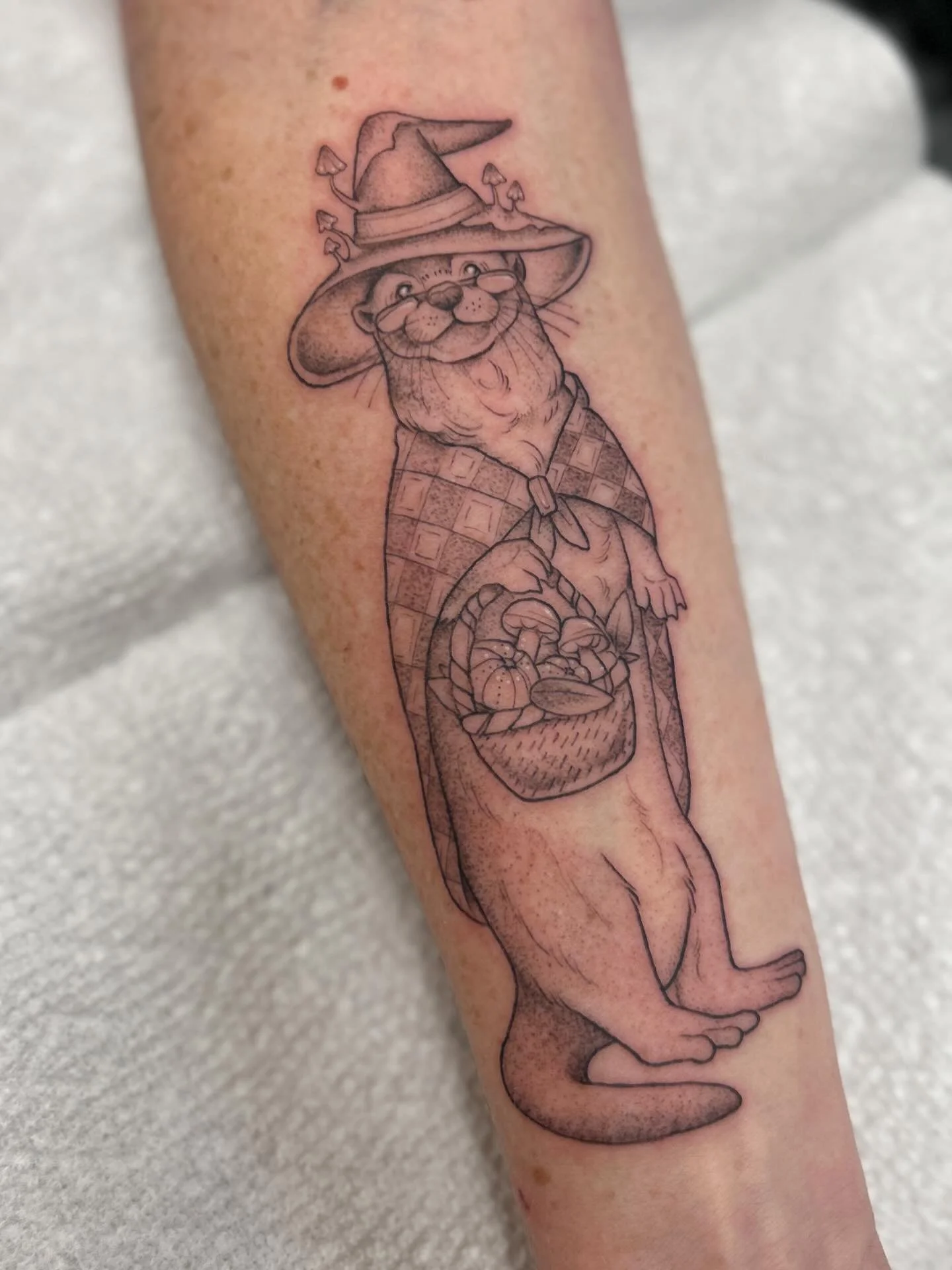 Lucy is always such a treat to tattoo! Here&rsquo;s a witch of the woods otter that we tattooed a while back.