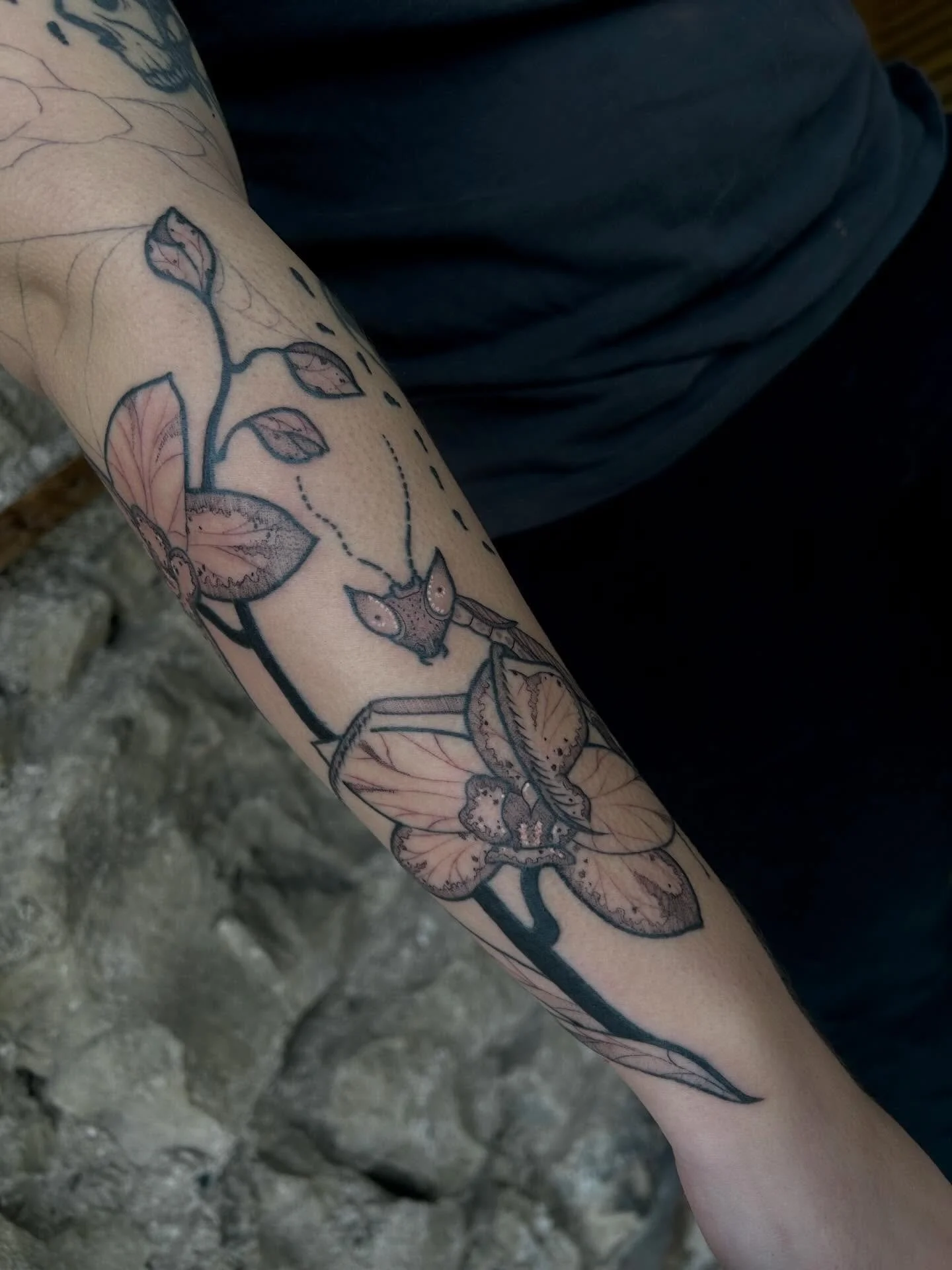 A small piece of a freehand sleeve I&rsquo;ve been working on 🖤 made at @springfevertattoo