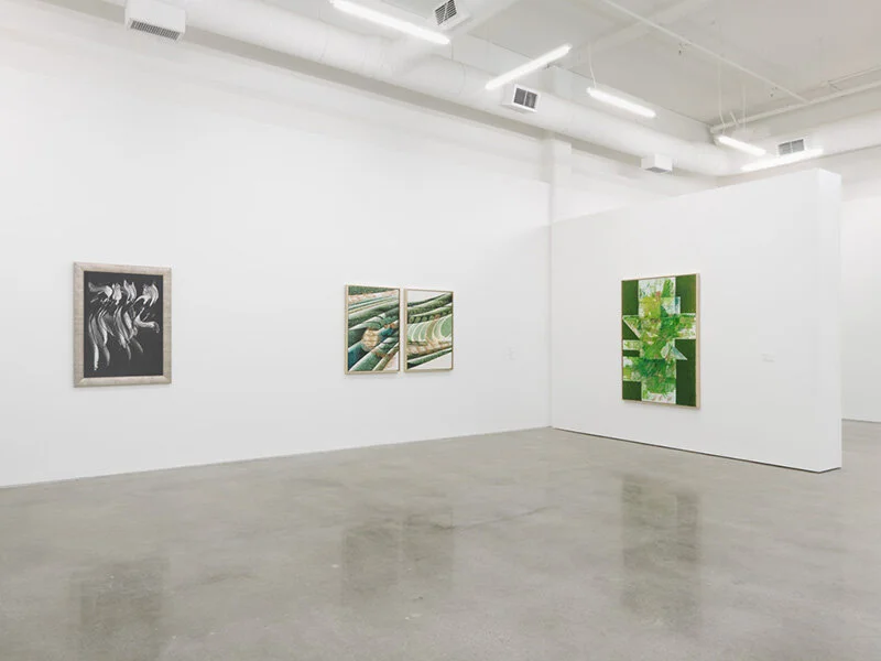 Installation view, from left to right: Mohammad Ehsaei, Eternal Alphabeth Series (Allah), 1968 – 2009, Oil on board, 14 cm x 84 cm, Private Collection; Faramarz Pilaram, Untitled, 1975, Oil on canvas, 70 cm x 99 cm, Private Collection; Faramarz Pilar