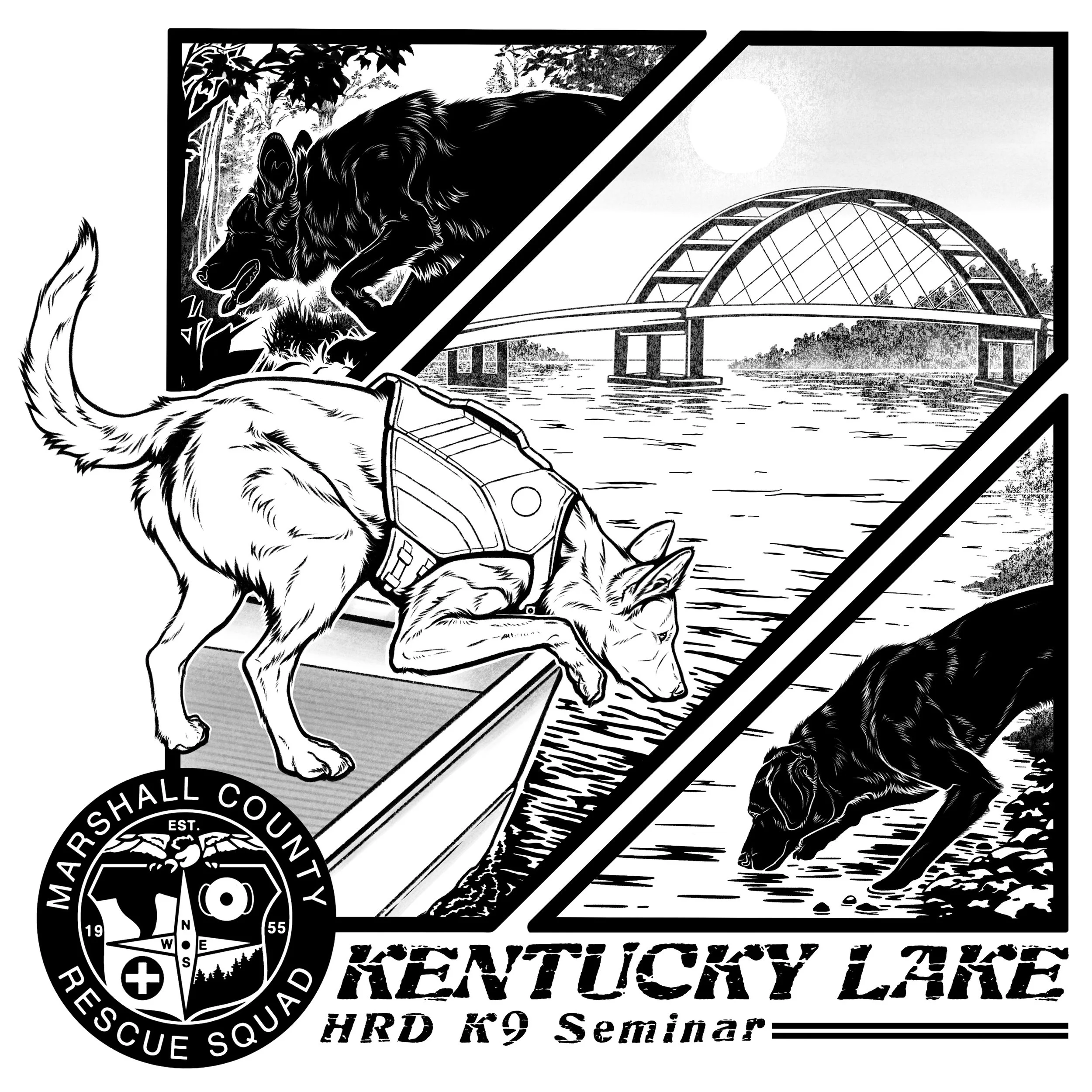 Kentucky Lake HRD K9 Seminar T-shirt and Sticker Design