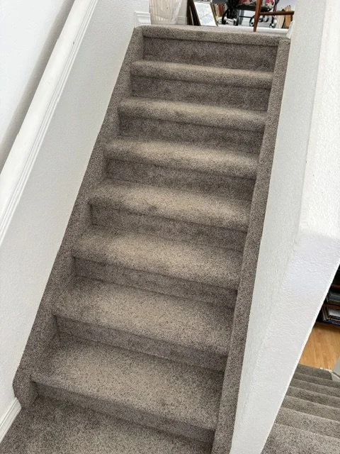 Before: carpeted stairs