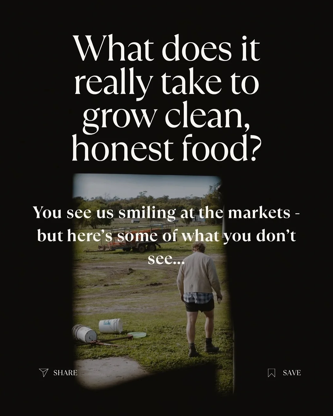 What does it really take to grow clean, honest food?

You see us smiling at the markets &mdash; but here&rsquo;s what you don&rsquo;t see&hellip;

It&rsquo;s easy to romanticise farm life.
But behind the sunrises and fresh air are 3am wakeups, broken