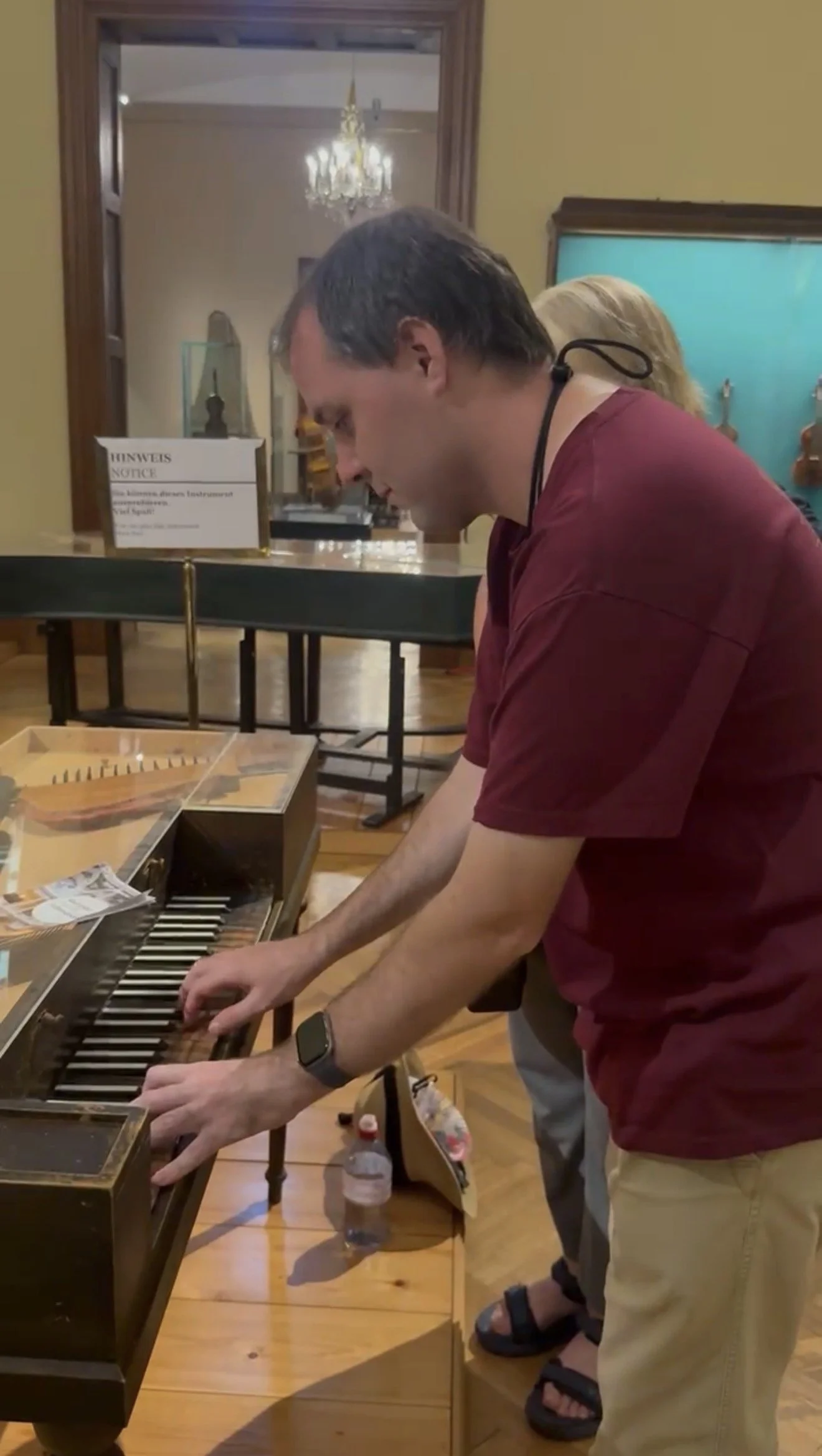 On tour in Vienna - Playing a clavichord at the Historical Musical Instrument exhibit at the Welt-Museum