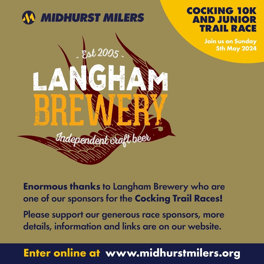 An enormous thank you to Langham Brewery who are one of our wonderful sponsors for the Cocking Trail Races on Sunday 5th May. There's still time to enter the 10k or Junior 3k trail races &ndash; for more details and to enter the races head over to ww