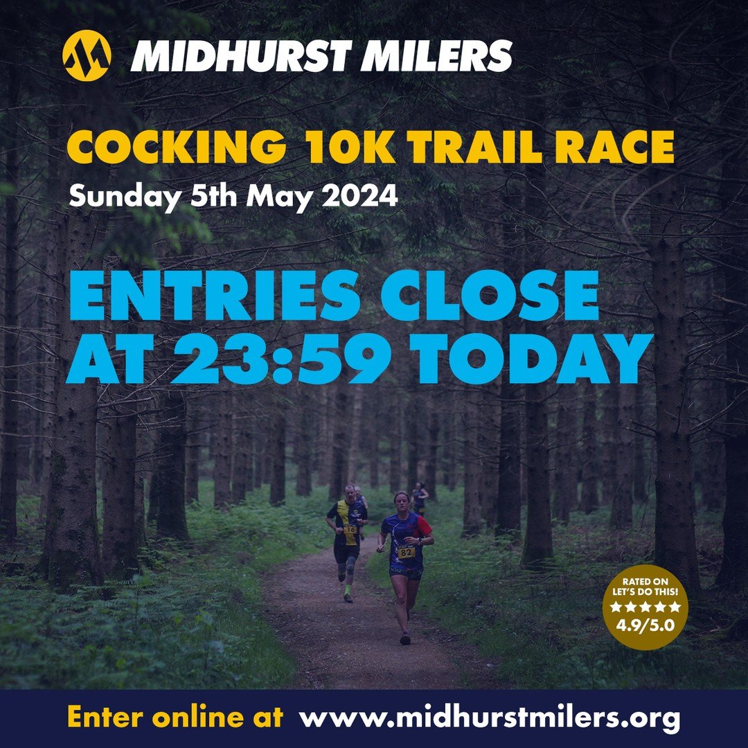 Fabulous news, we currently have 404 entries for Cocking Trail Races on Sunday! The Junior Race is FULL but there's still time to enter the 10k Trail Race. 
..
Entries close at 23:59 today! If you're still thinking about entering please head over to 