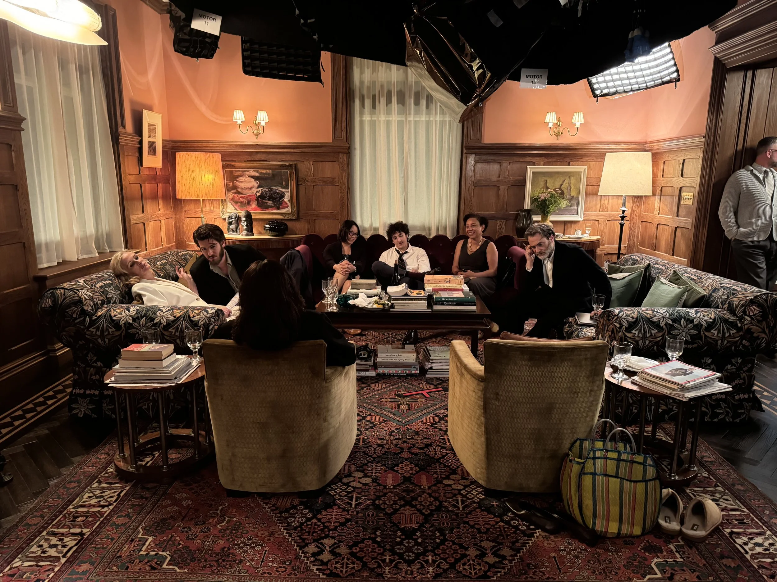 On set of 'After the Hunt' with Julia Roberts, Andrew Garfield, Thaddea Graham, Will Price and Michael Stuhlbarg