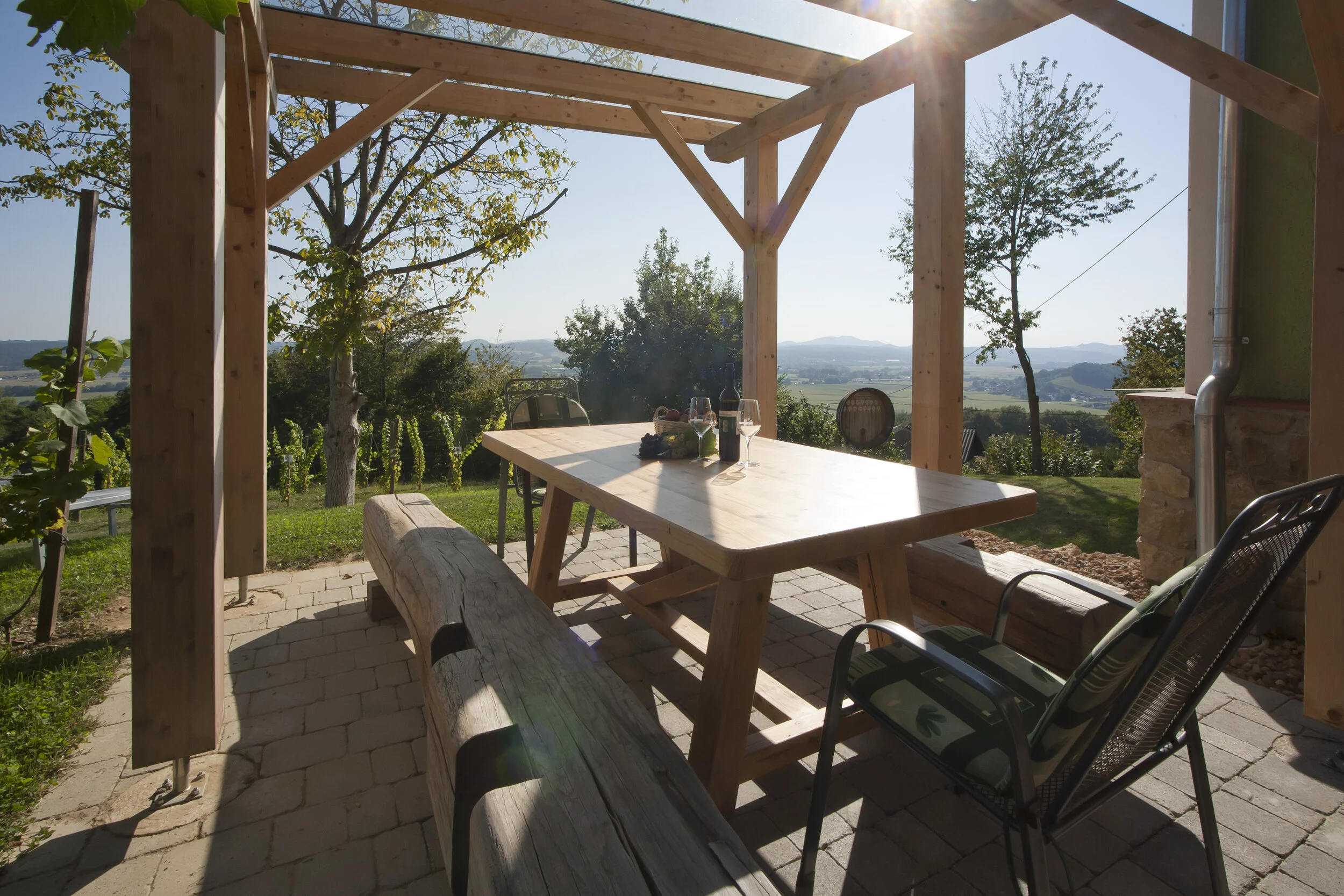 Terrasse unter der Weinlaube Ferienhaus "Das Weinberg"