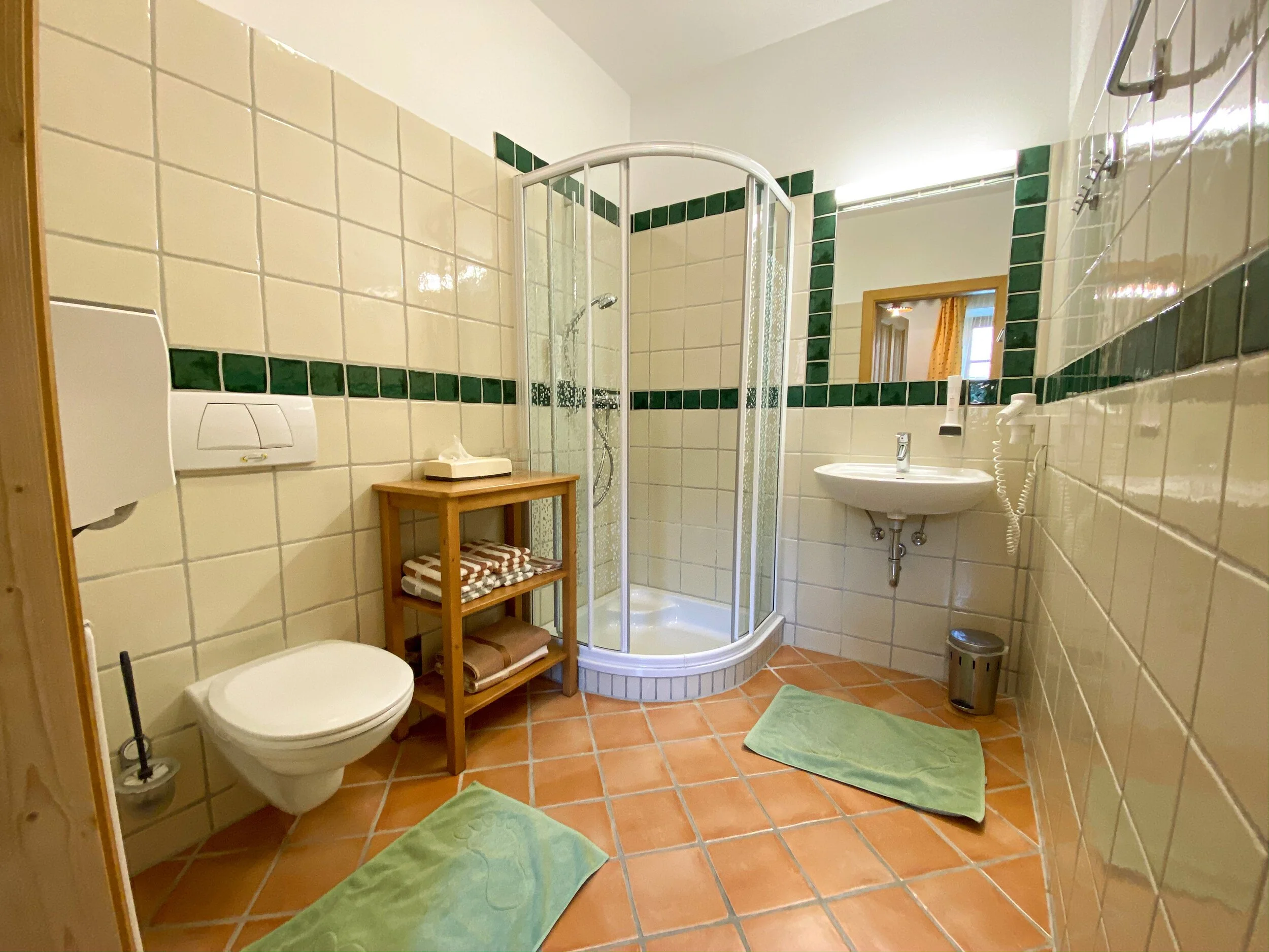 Badezimmer der Sterzstubn mit Dusche und WC