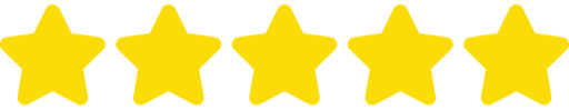 Five light blue five-pointed stars aligned in a row.