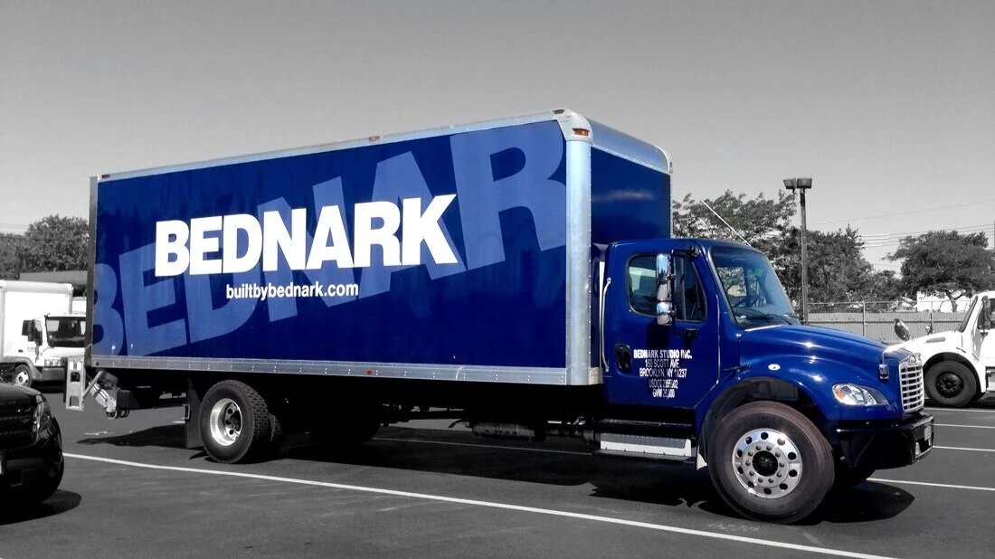 BLUE TRUCK WRAP VIVID ROYAL BLUE BEDNARK SIDE VINYL WRAP LOGO FADE PASSENGER SIDE.JPG
