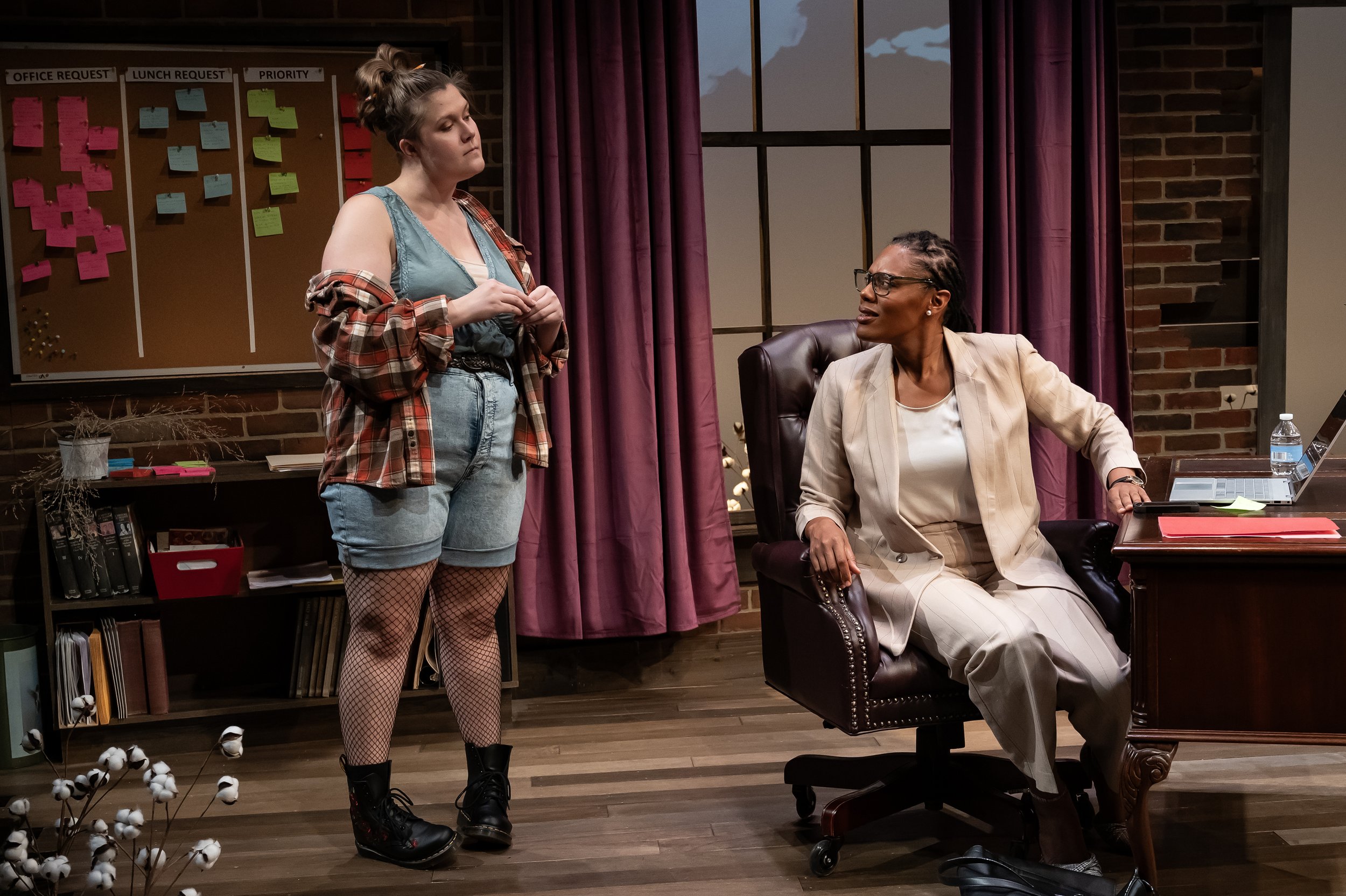   Caro Dubberly as Candice and Nikkole Salter as Sandra in Mosaic Theater’s production of  Confederates  by Dominique Morisseau. Photo by Chris Banks . 