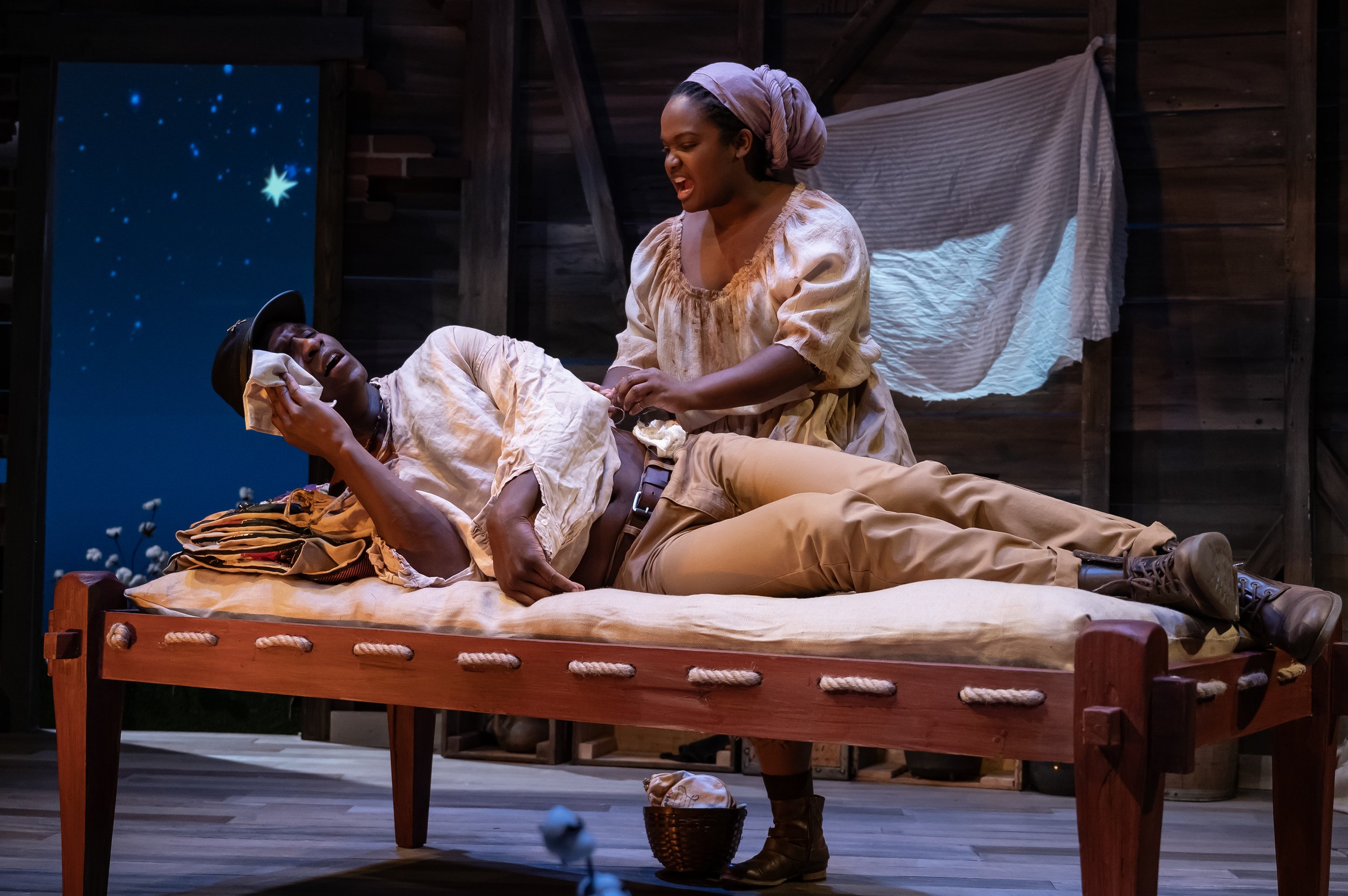   Joel Ashur as Abner and Deidre Staples as Sara in Mosaic Theater’s production of  Confederates  by Dominique Morisseau. Photo by Chris Banks.  