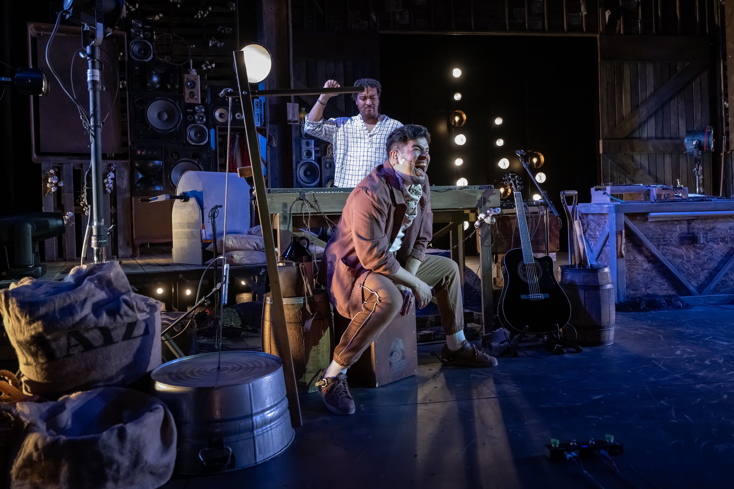  Brian Quijada and Nygel D. Robinson in Mosaic Theater’s Production of  Mexodus . Photo by Chris Banks. 