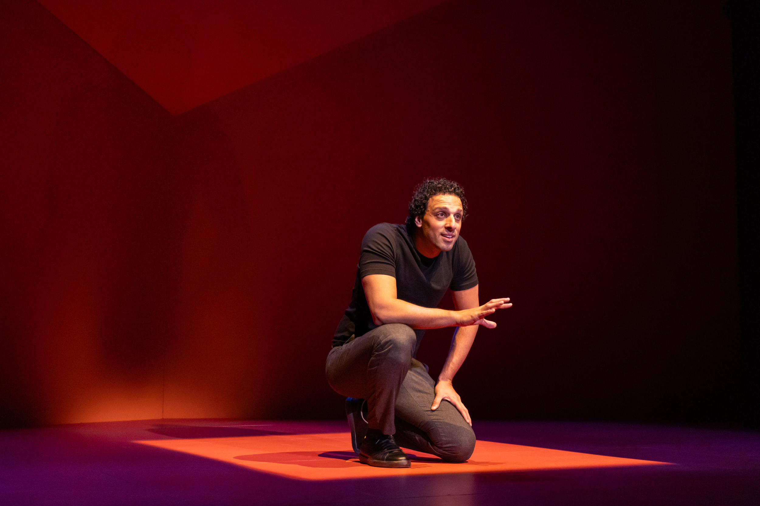 Ari’el Stachel in Theater J and Mosaic Theater’s co-production of Out Of Character. Photo by Ryan Maxwell.