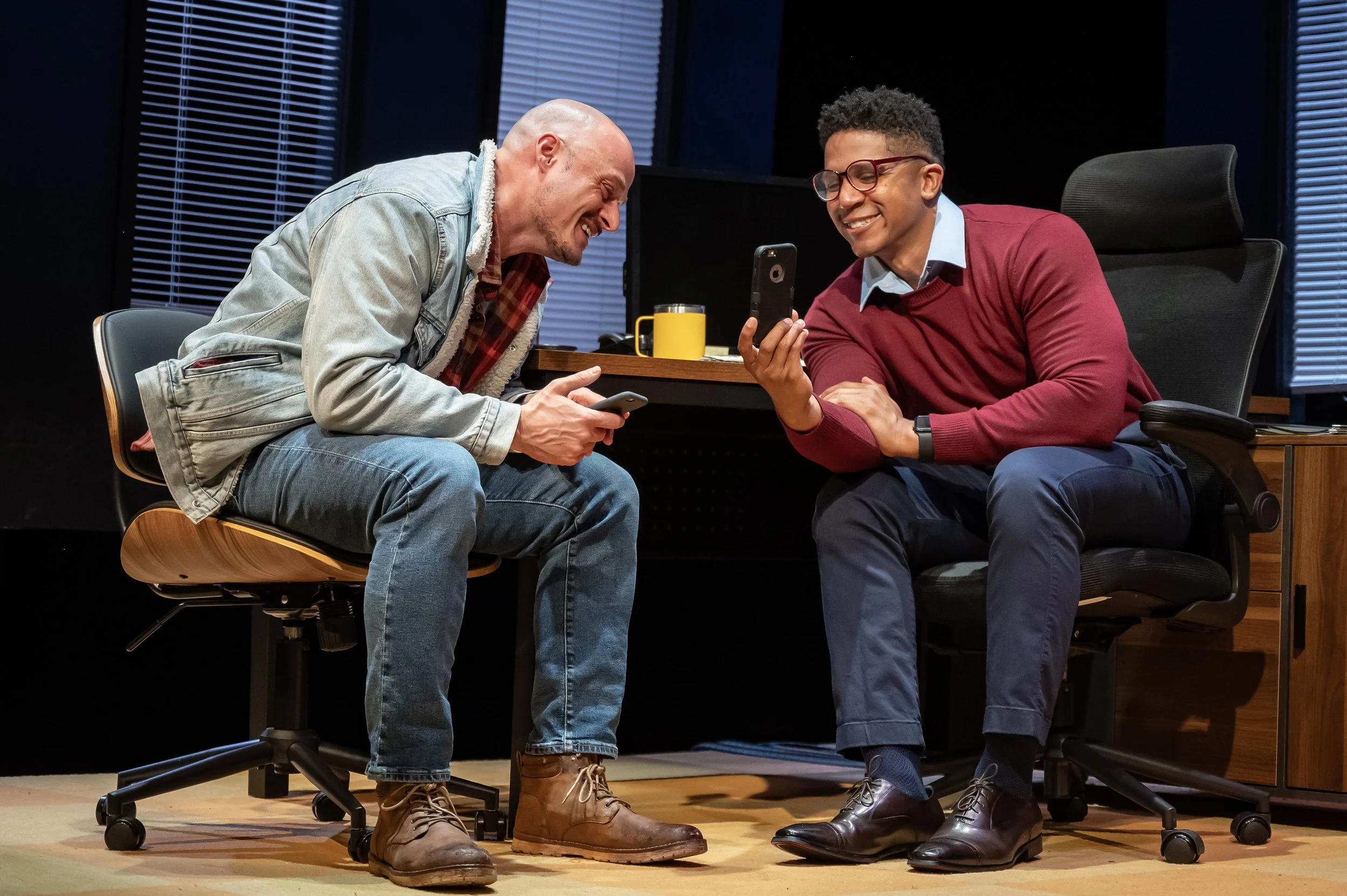  Lee Osorio as Ryan and Jaysen Wright as Keith in Mosaic Theater’s production of  A Case for the Existence of God  by Samuel D. Hunter. Photo by Chris Banks. 