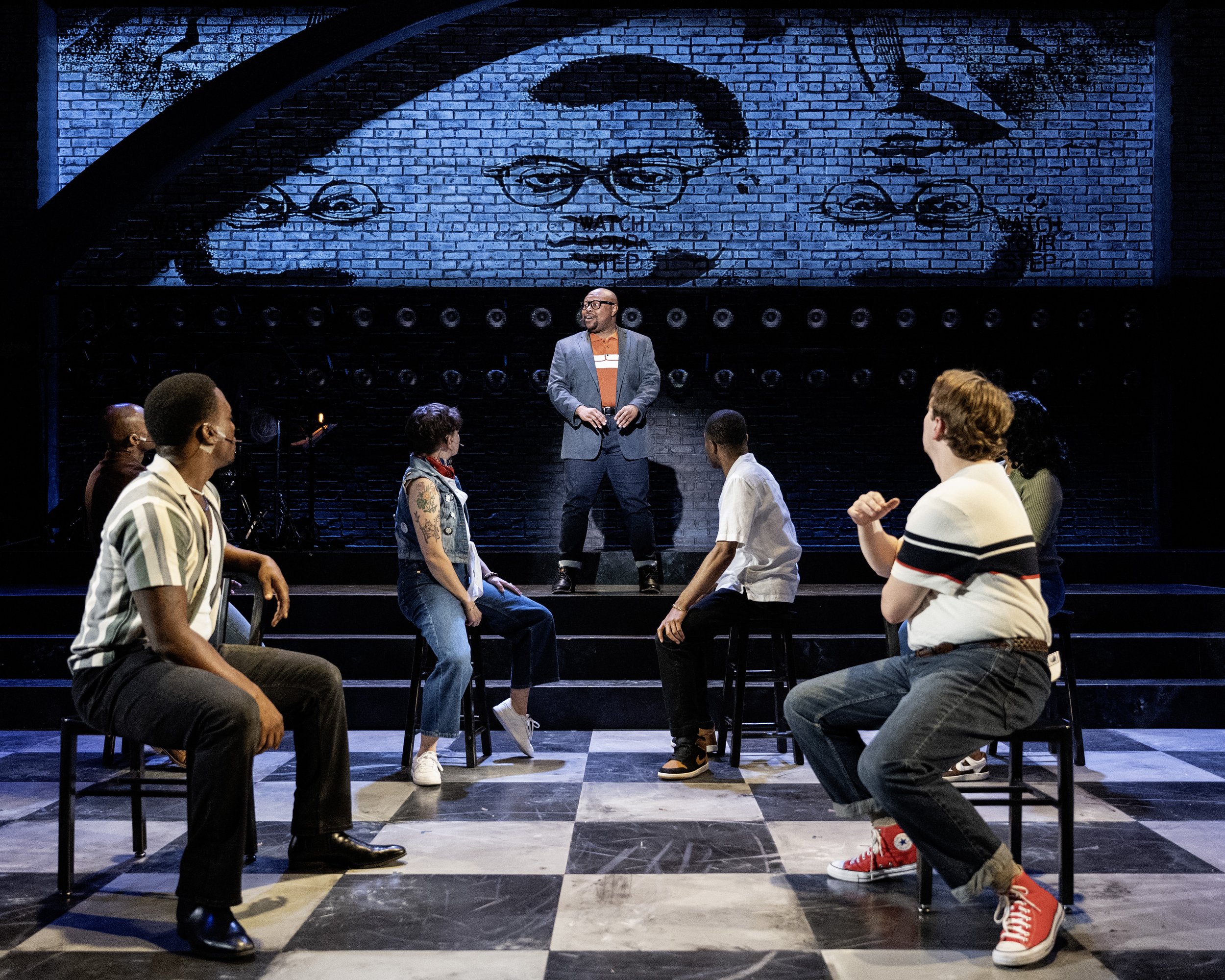  Montel B. Butler as Jim Lawson (center) with the cast of  Young John Lewis: Prodigy of Protest . Photo by Teresa Castracane Photography.  