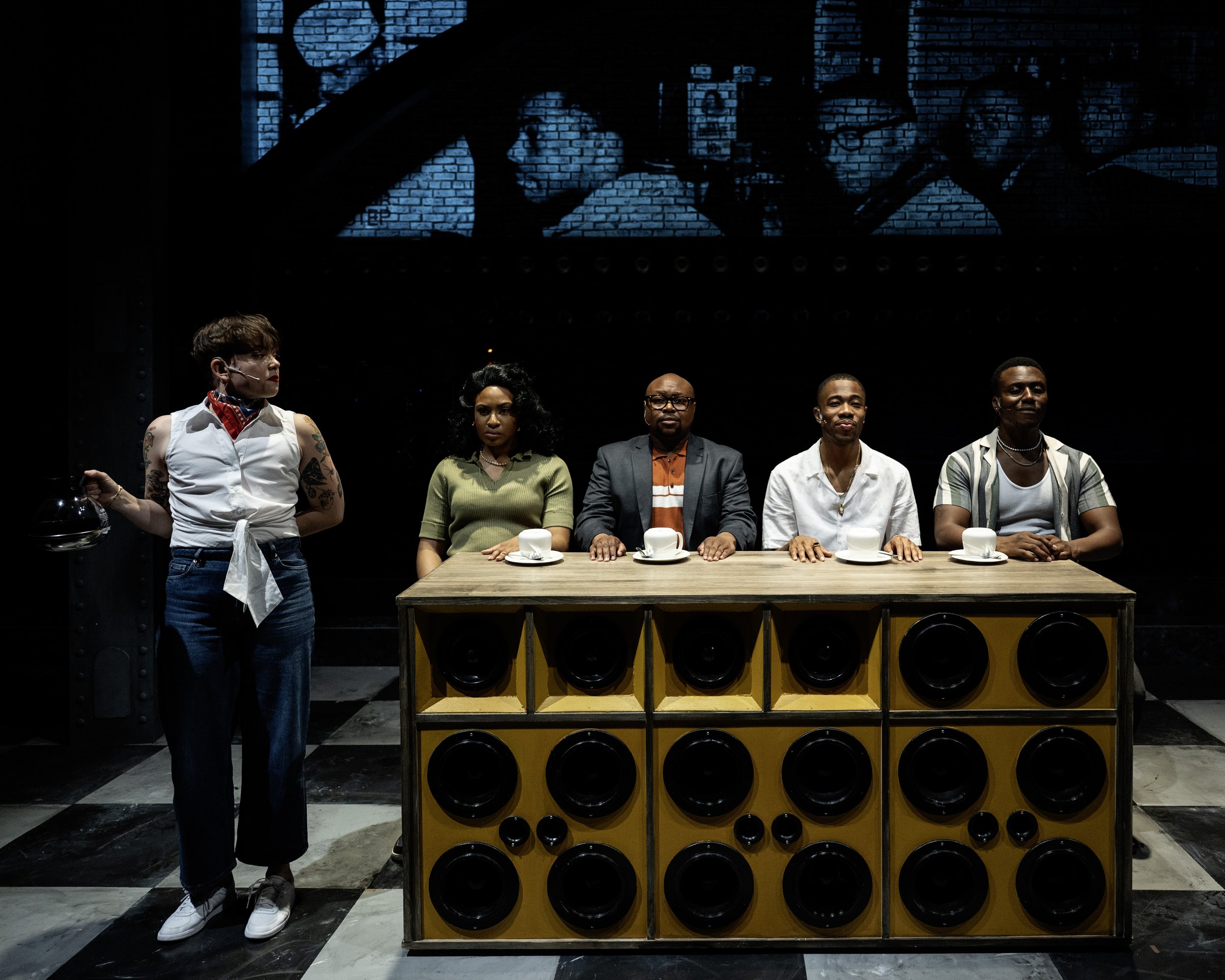  Mosaic Theater Company  Young John Lewis: Prodigy of Protest  (L to R) Kit Krull, Nia Savoy-Dock, Montel B. Butler as Jim Lawson, Michael Bahsil-Cook as Young John, and Solomon Parker. Photo by Teresa Castracane Photography. 