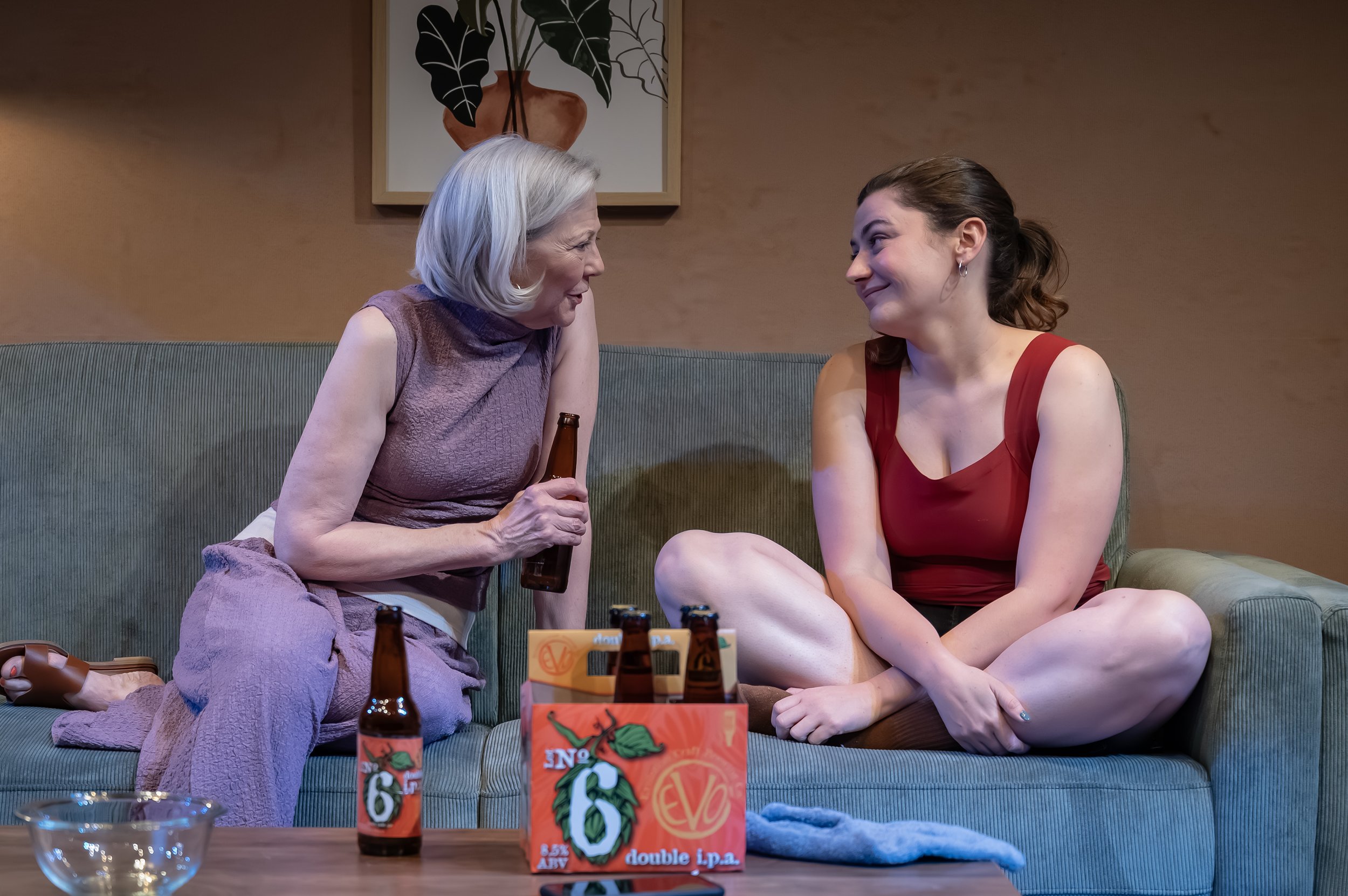  Kim Schraf and Zoe Walpole in Mosaic Theater’s production of  Precarious  by Steph Del Rosso. Photo by Chris Banks. 