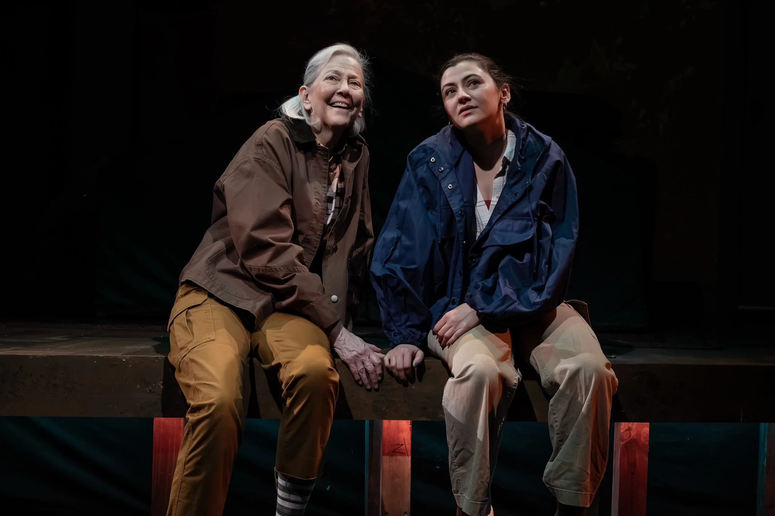  Kim Schraf and Zoe Walpole in Mosaic Theater’s production of  Precarious  by Steph Del Rosso. Photo by Chris Banks. 