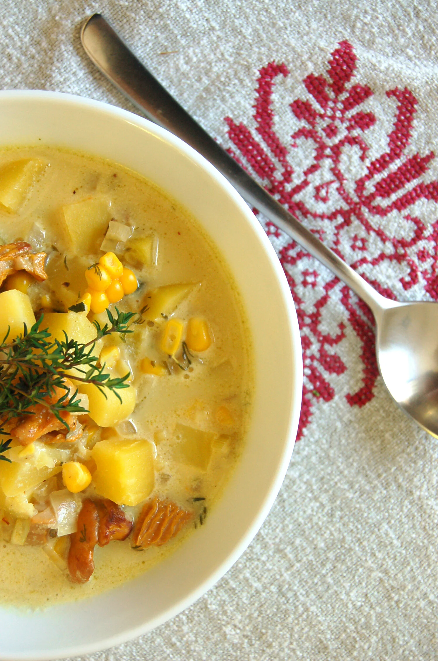 CHANTERELLE CHOWDER WITH CORN