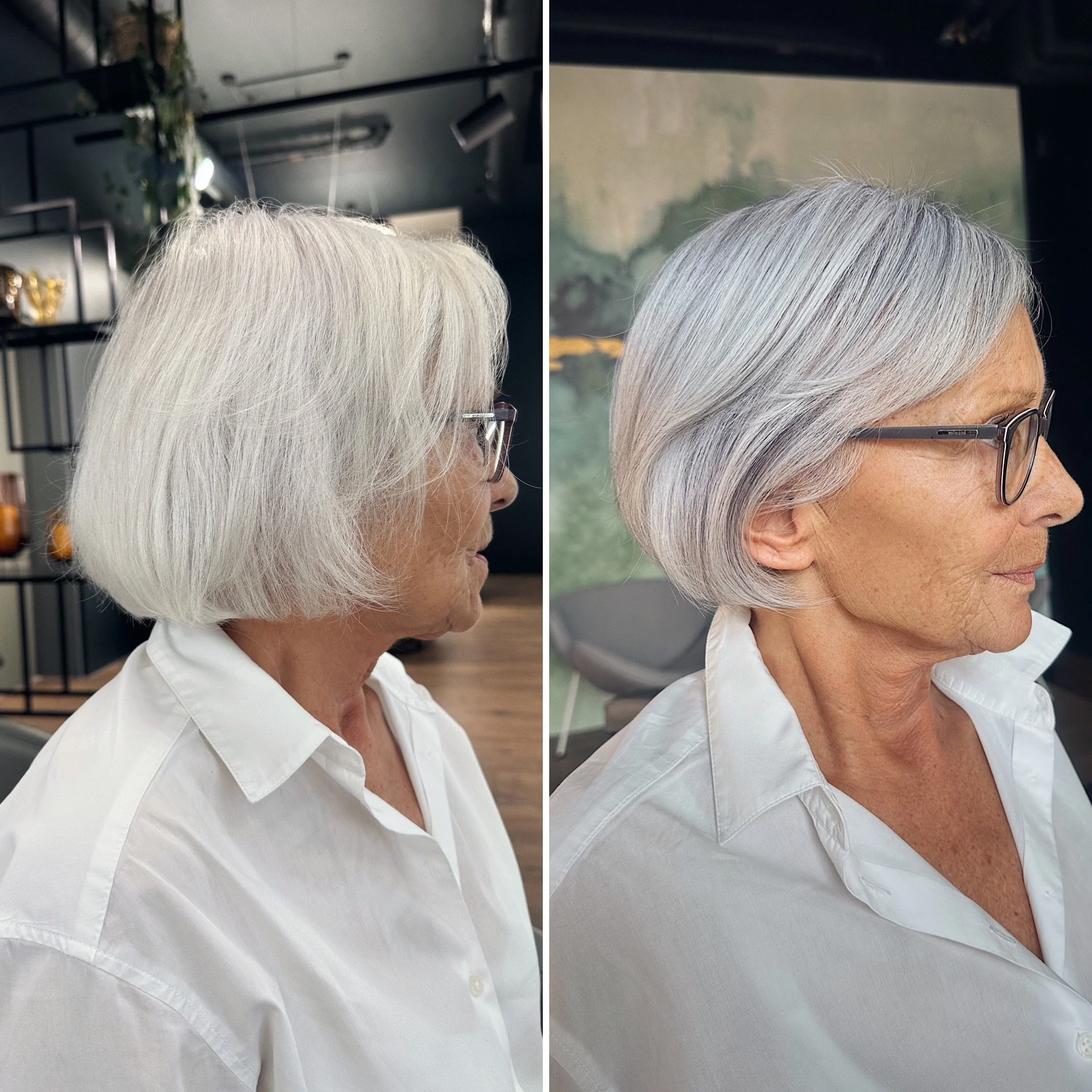 Martin Dürrenmatt innoviert SILVER.sense ► Silver Lady Service • Grey hair lowlight • Dunklere Strähnchen • Vorher-Nachher • Mehr erfahren.