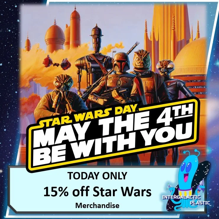 May the 4th be with you!
Happy Star Wars Day everyone. In celebration of the day, all Star Wars merchandise will be 15% off! Reminder, we open at 4pm on Mondays.