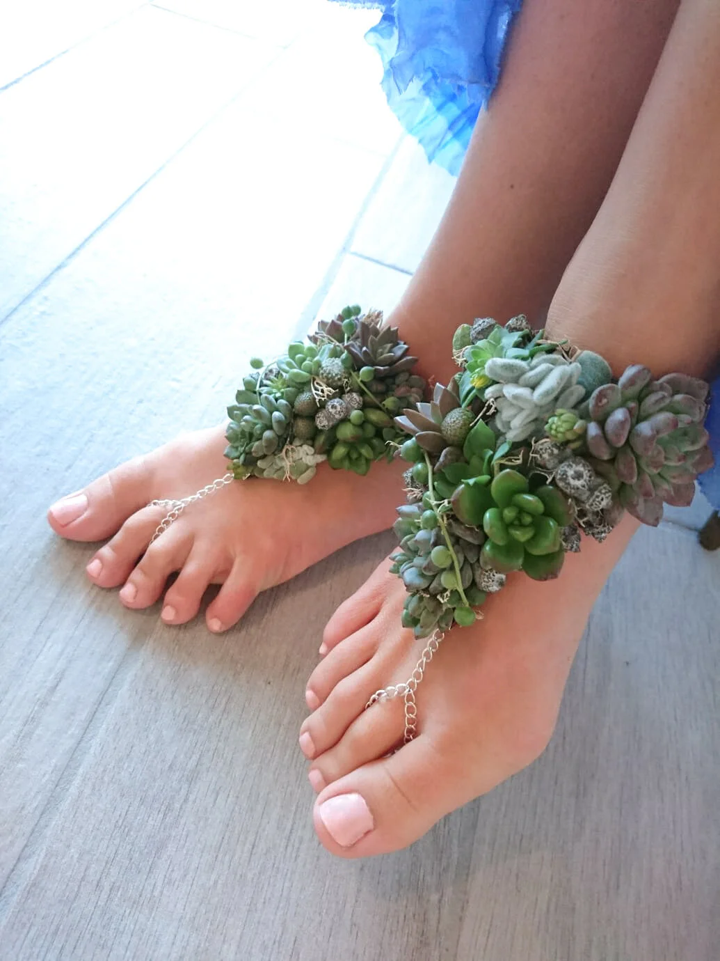 Perfette per un matrimonio in spiaggia a piedi scalzi. Fatto con piantine grasse. 