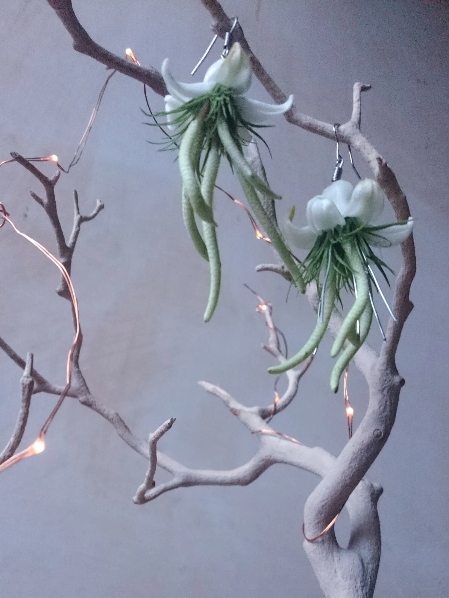 Orechini di fiori, forma di medusa. Fatto con giacinti bianchi.Perfetto per una sposa al matrimonio. Accessori floreali insoliti