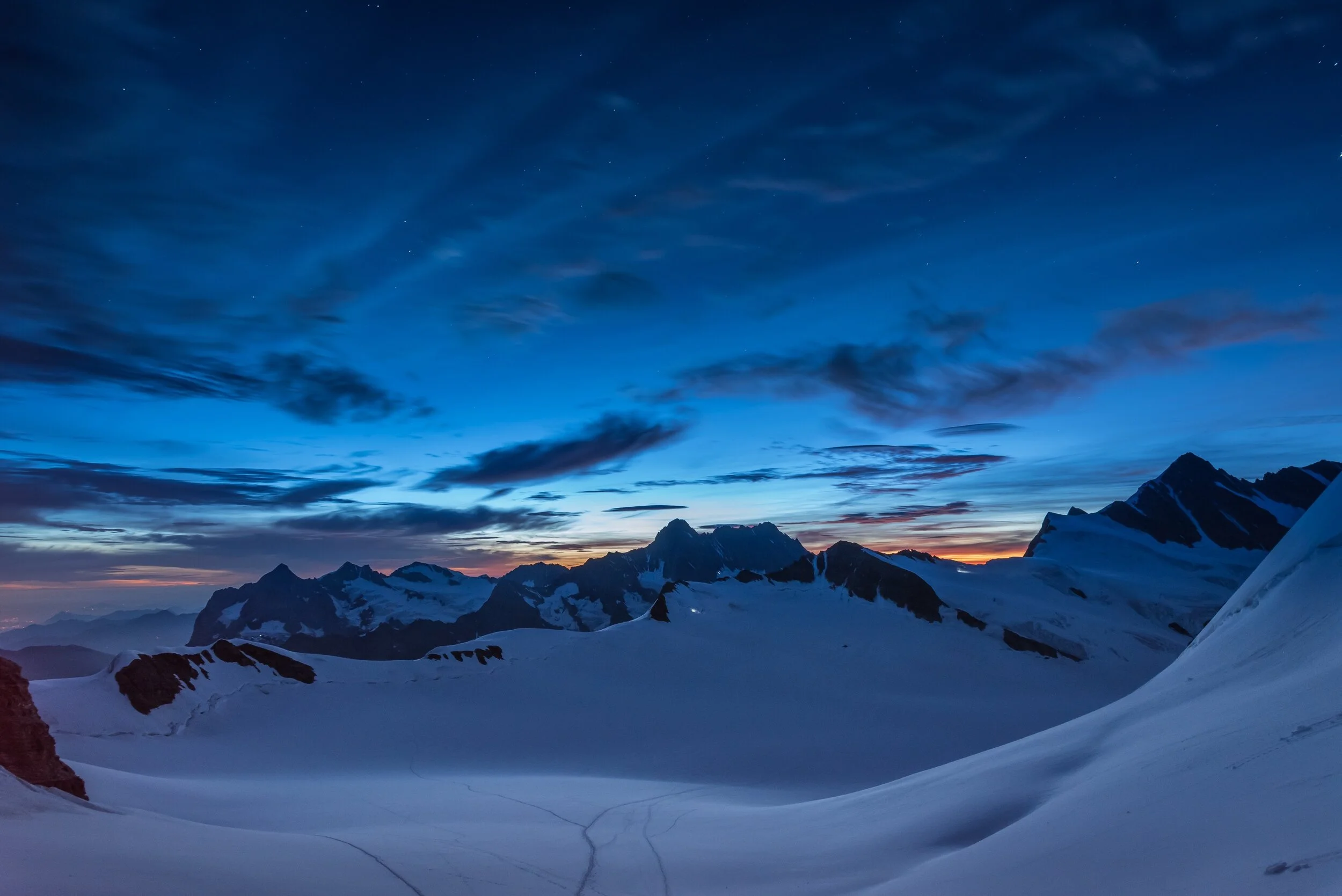 Before Dawn, Mönchsjoch Hut, Switzerland 