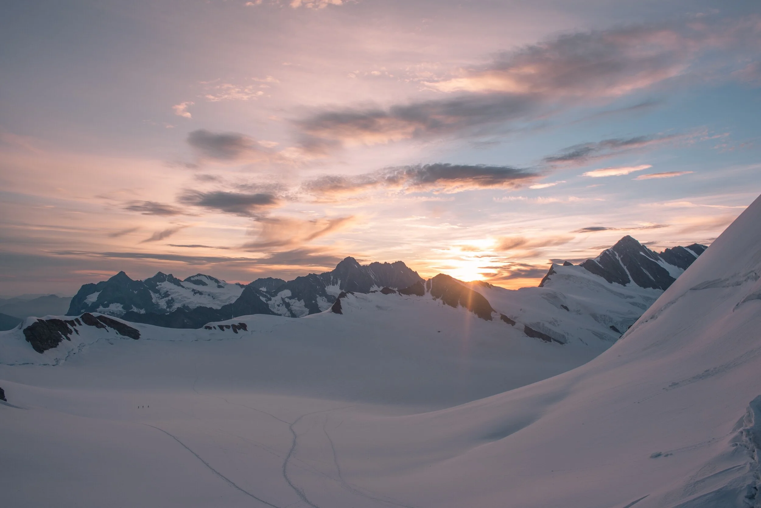 Sunrise from Mönchsjoch Hut, Switzerland 
