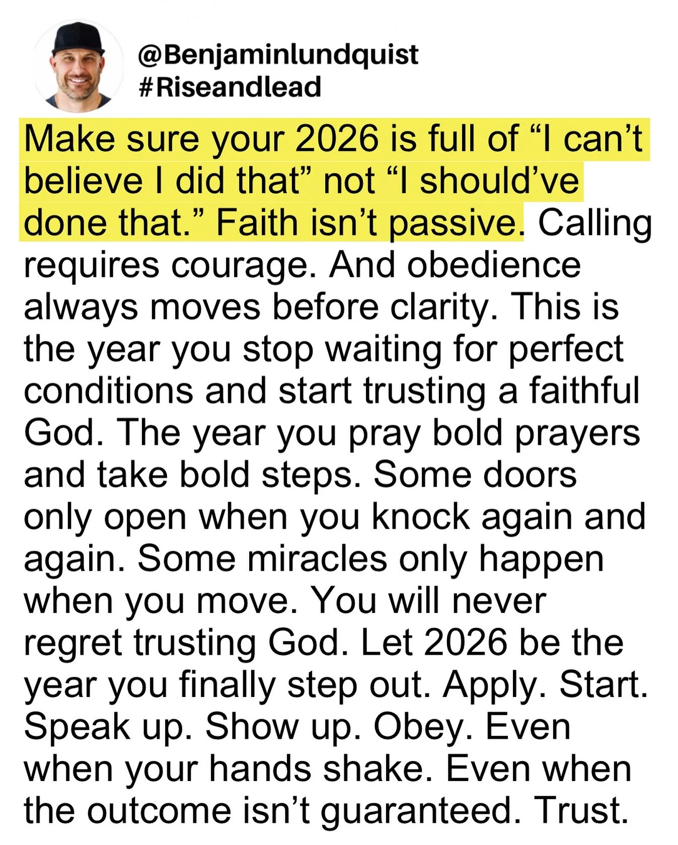 Type &ldquo;amen&rdquo; below and share this post to encourage someone else. Make this the year you stop negotiating with fear and start moving in faith. Too many people reach the end of a season wishing they had taken the step, made the call, starte