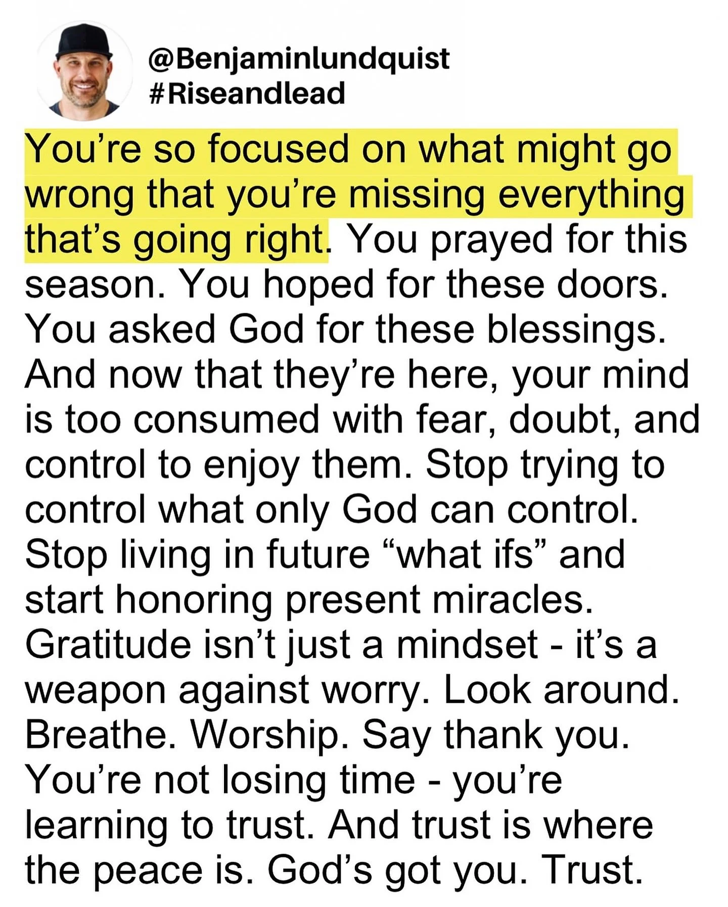 Type &ldquo;amen&rdquo; below and share this to encourage someone else. Look around. Breathe. Worship. Say thank you. You&rsquo;re not losing time - you&rsquo;re learning to trust. And trust is where the peace is. God&rsquo;s got you. Trust. 🙏🏽
-
@