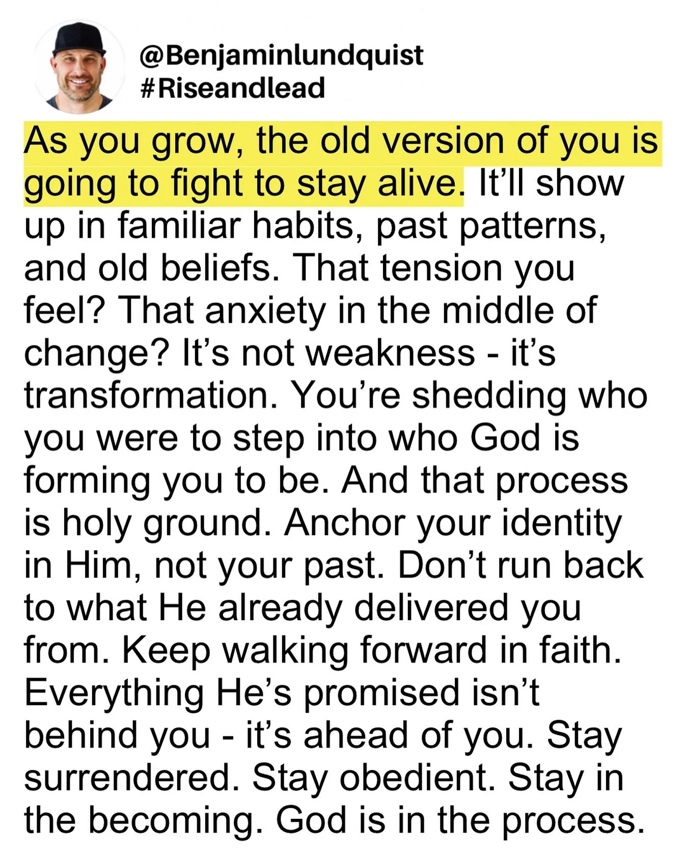 Type &ldquo;amen&rdquo; below and share this to encourage someone else. Change will stretch you. Growth will feel uncomfortable. The old version of you will try to pull you back into familiar habits and patterns, but don&rsquo;t mistake resistance fo
