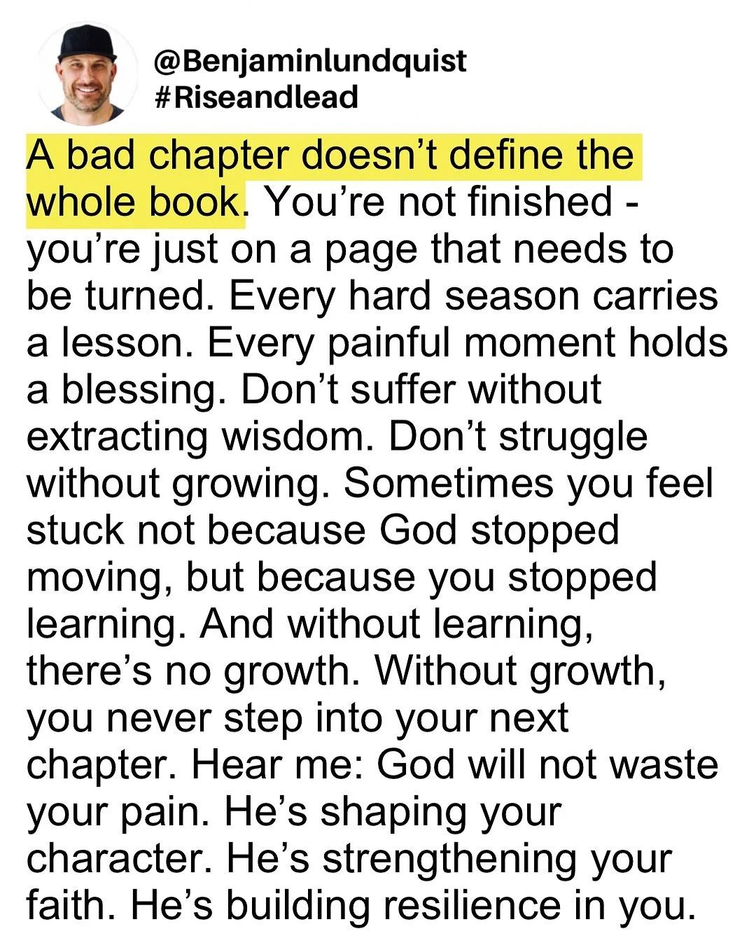 Type &ldquo;amen&rdquo; below and share this to encourage someone else. This chapter does not define your whole story. You&rsquo;re not finished, you&rsquo;re forming. Every hard season carries a lesson and every painful moment holds purpose. Don&rsq