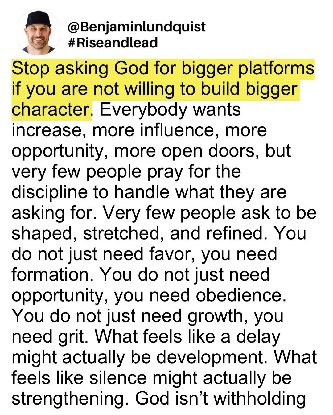 Type &ldquo;amen&rdquo; below and share this post to encourage someone else. Before God expands your territory, He expands your capacity. Stop chasing platforms and start building character. The blessing will come, but only if you are strong enough t