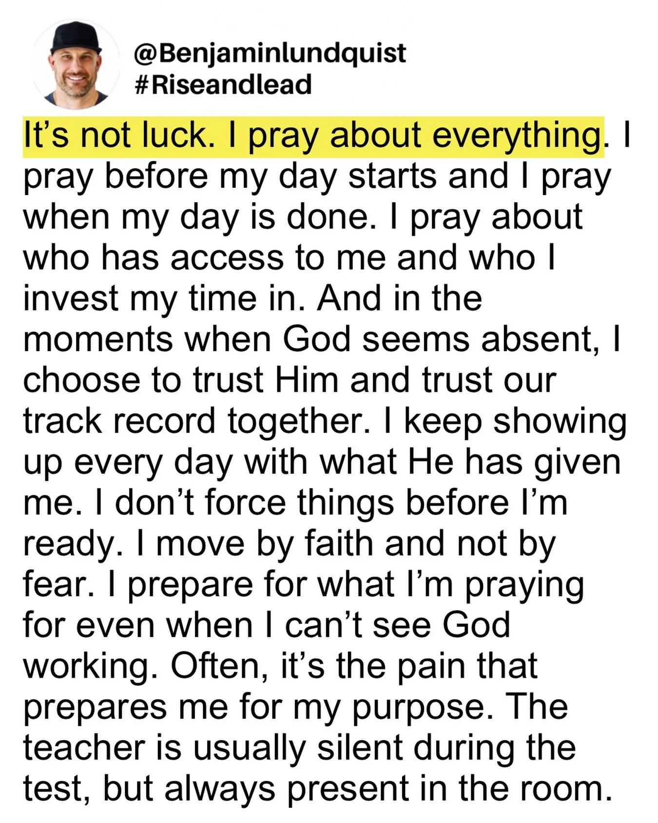 Type &ldquo;amen&rdquo; below and share this to encourage someone else. Prayer is not a last resort for me. It is the foundation. Every step I take is covered in prayer, every decision is filtered through faith, and every season especially the quiet 