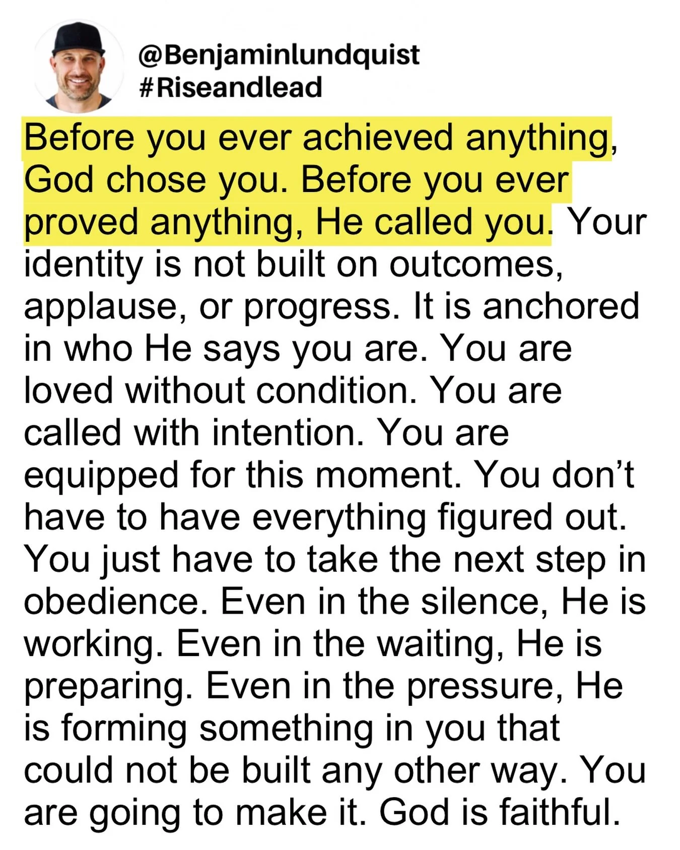 Type &ldquo;amen&rdquo; below and share this to encourage someone else. What you believe about who you are will shape everything. If your identity is built on results or comparison, you will always feel unsettled. But when your identity is anchored i
