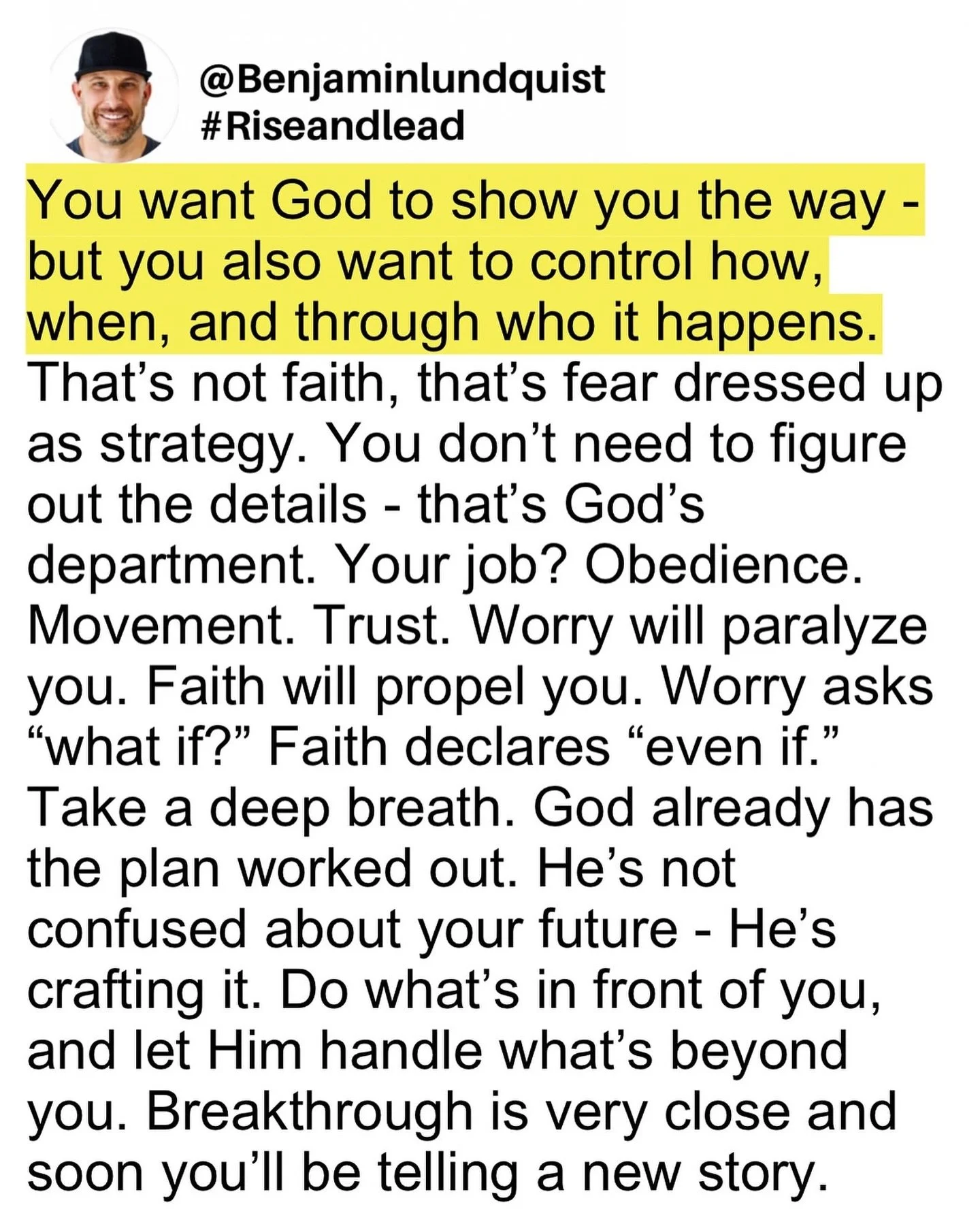 Type &ldquo;AMEN&rdquo; if you&rsquo;re choosing faith over fear and share this with someone who needs it. You keep asking God for clarity, but clarity is often revealed through obedience, not before it. God is not asking you to have everything figur